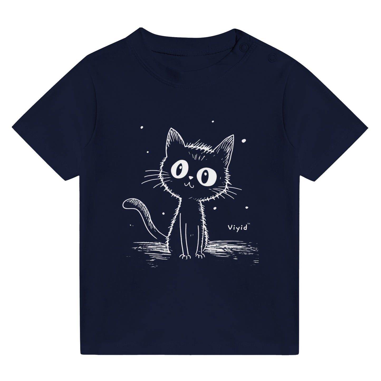 cat sketch baby t-shirt navy