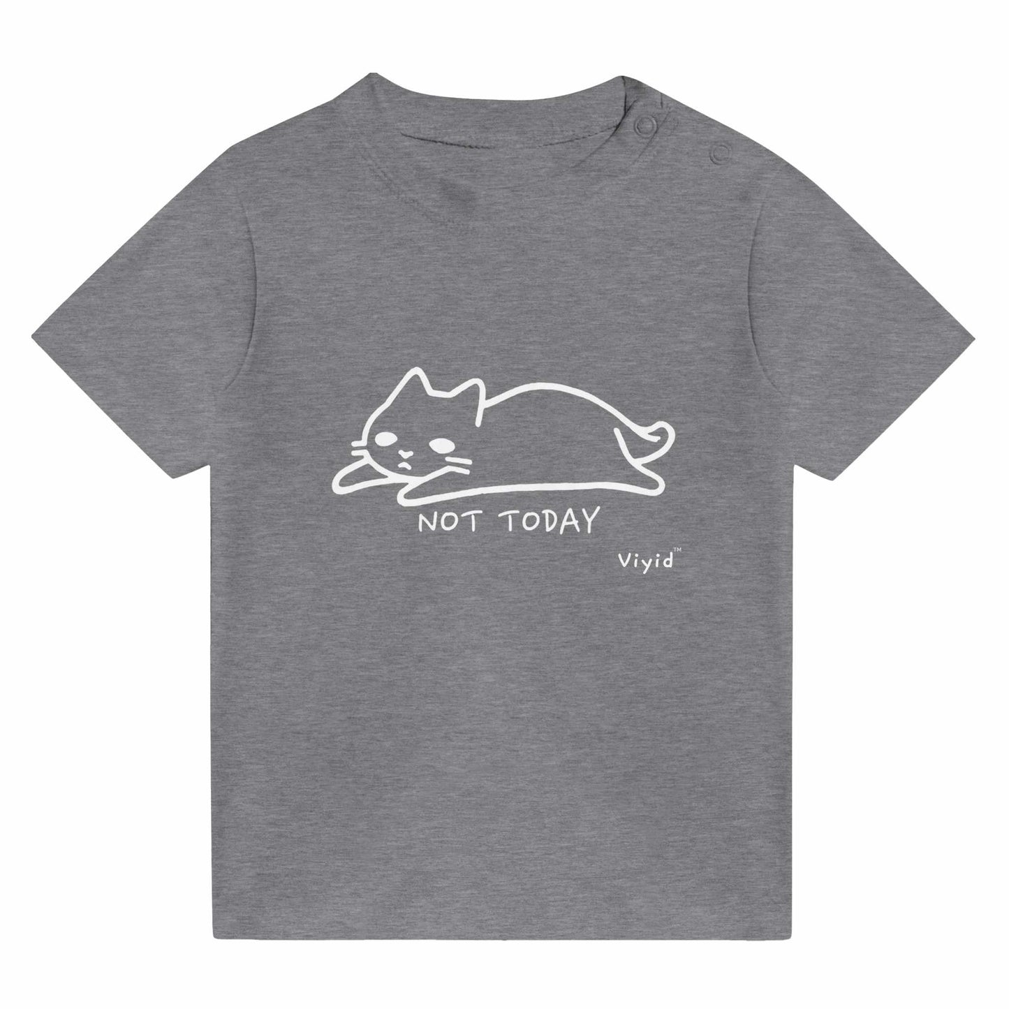 cat doodle not today baby t-shirt heather gray