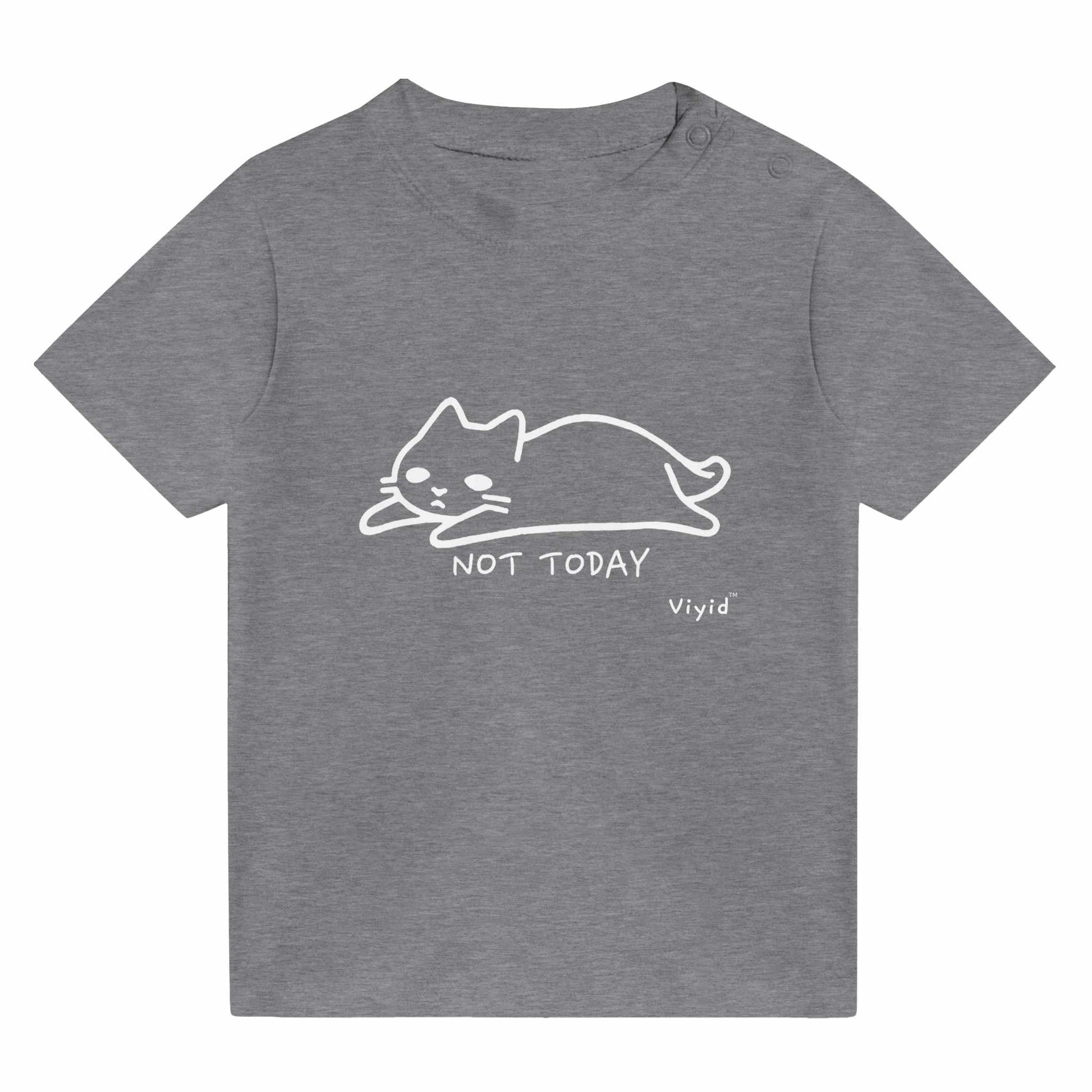cat doodle not today baby t-shirt heather gray