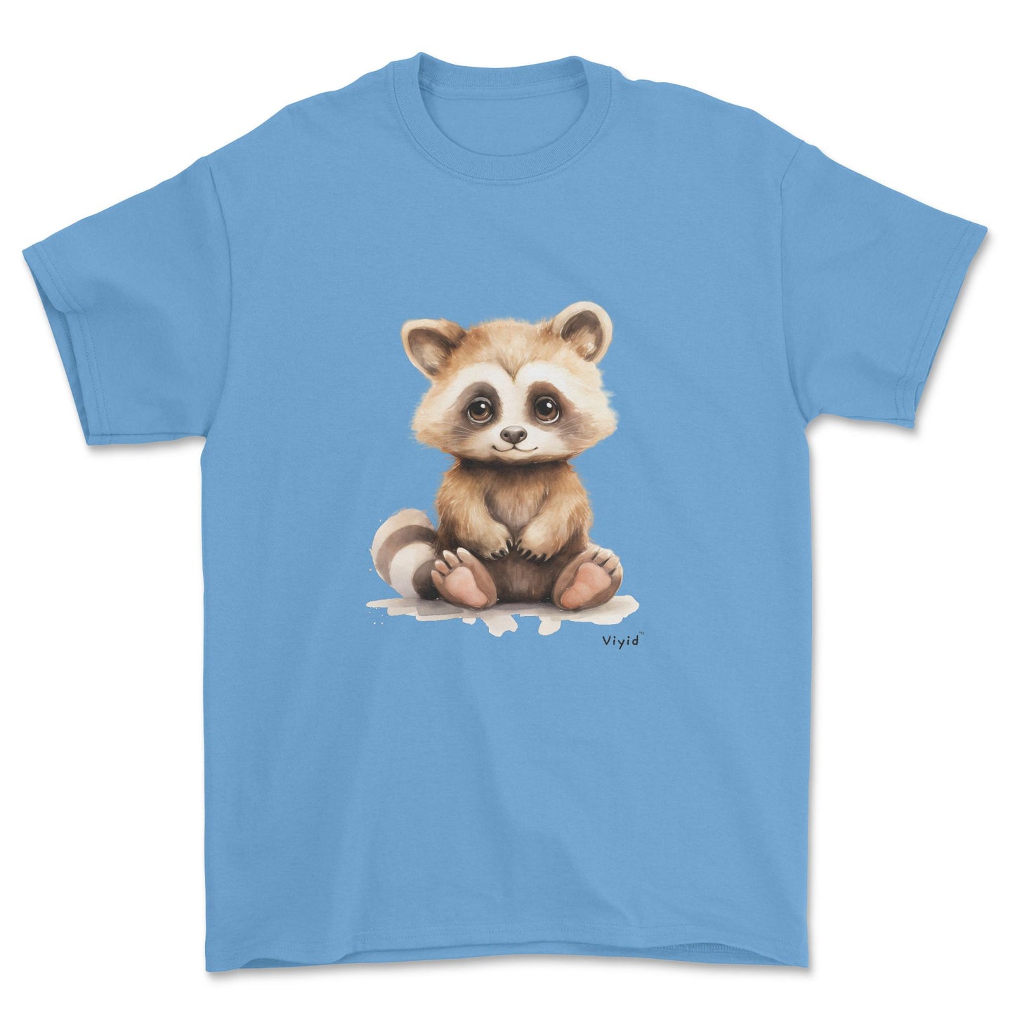 fluffy raccoon youth t-shirt carolina blue