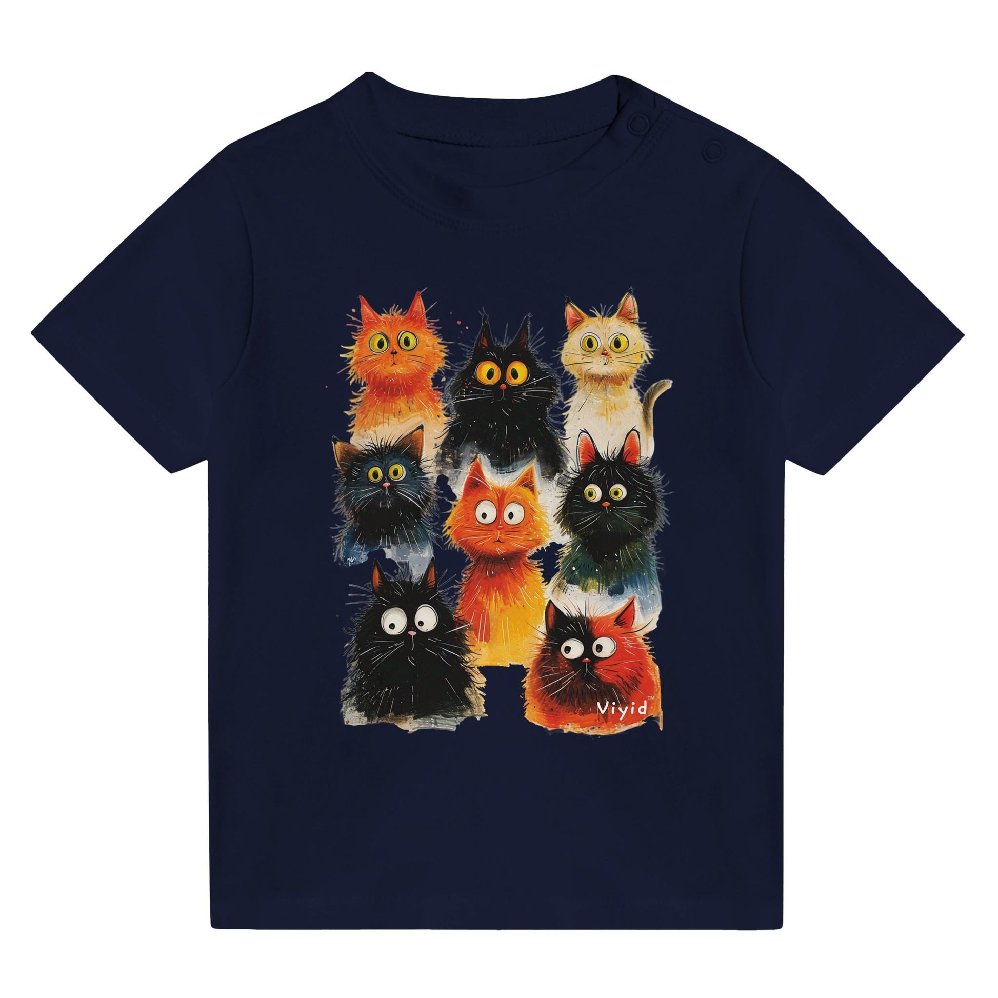 funky cats baby t-shirt navy