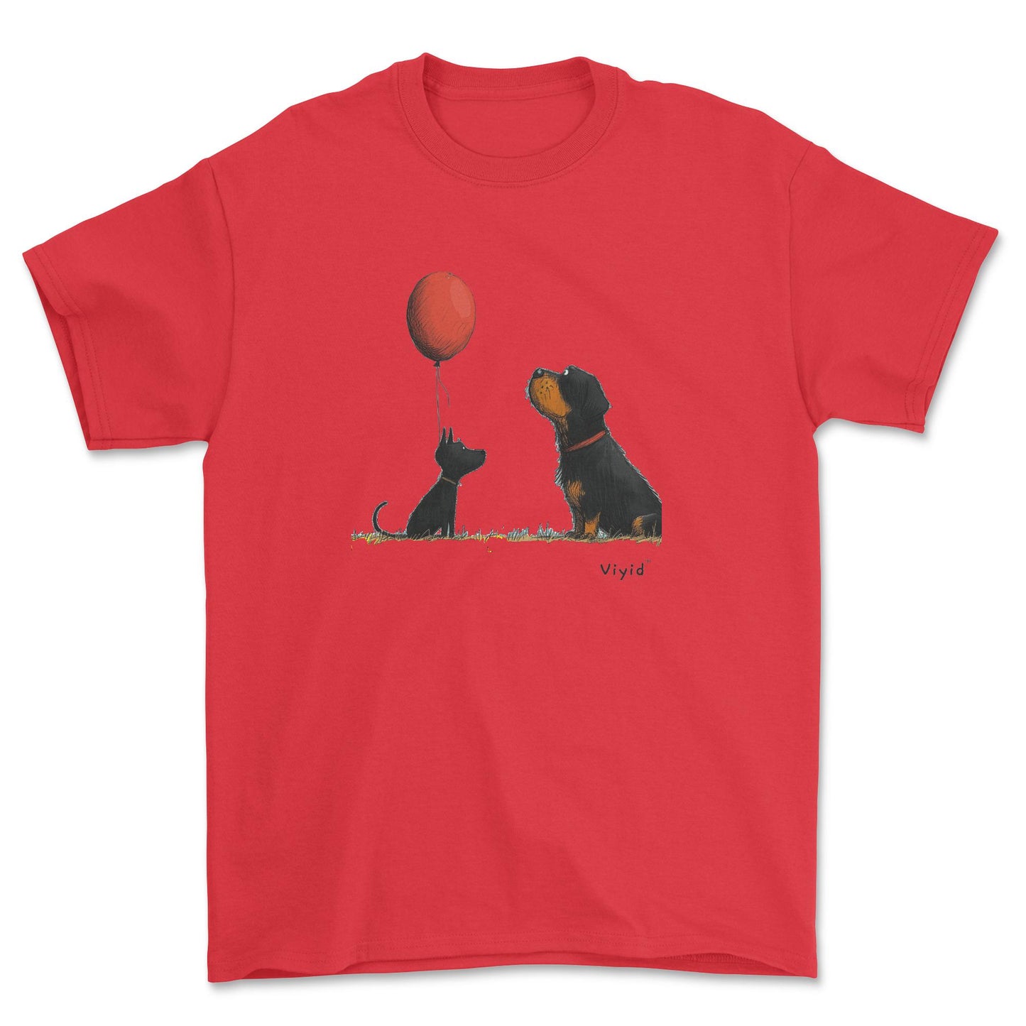 Rottweiler with balloon youth t-shirt red