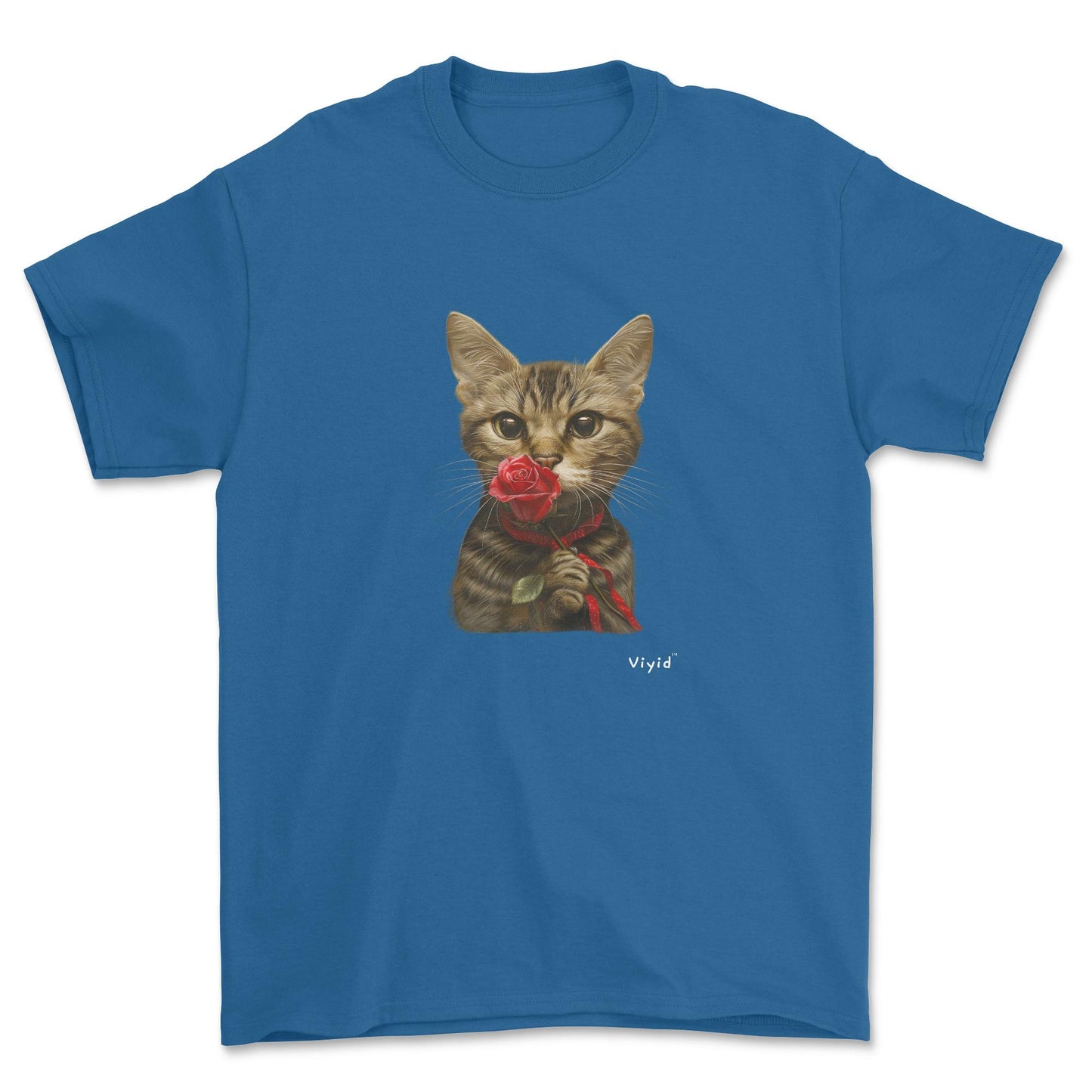 sniffing rose domestic shorthair cat adult t-shirt royal
