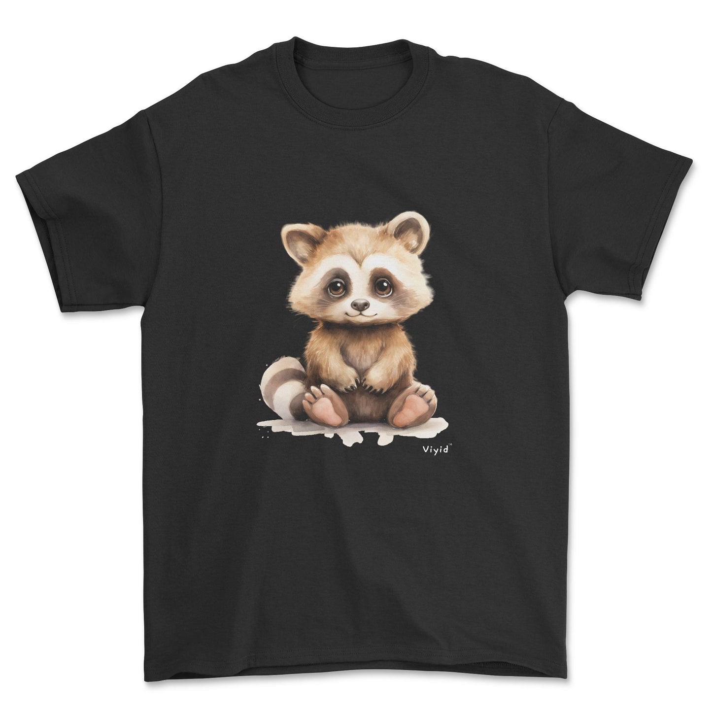 fluffy raccoon youth t-shirt black