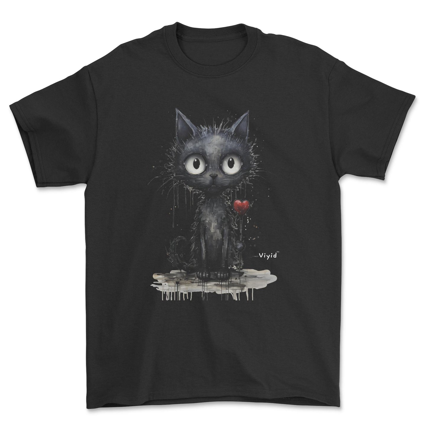 expressionism black cat adult t-shirt black