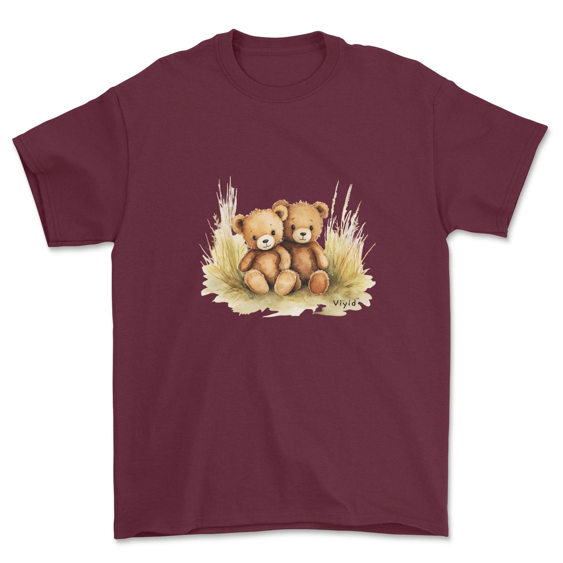 two bears adult t-shirt maroon