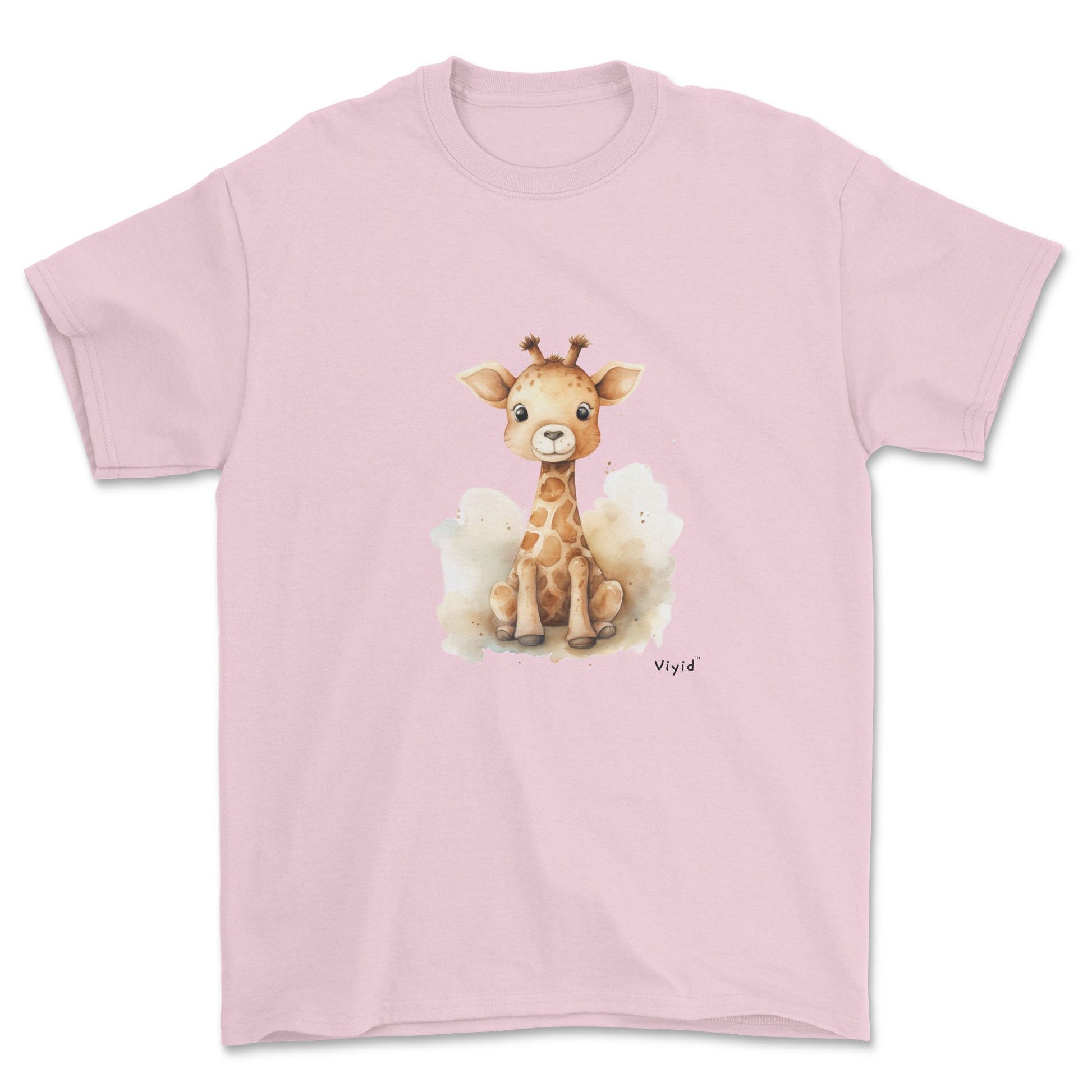 baby giraffe adult t-shirt light pink