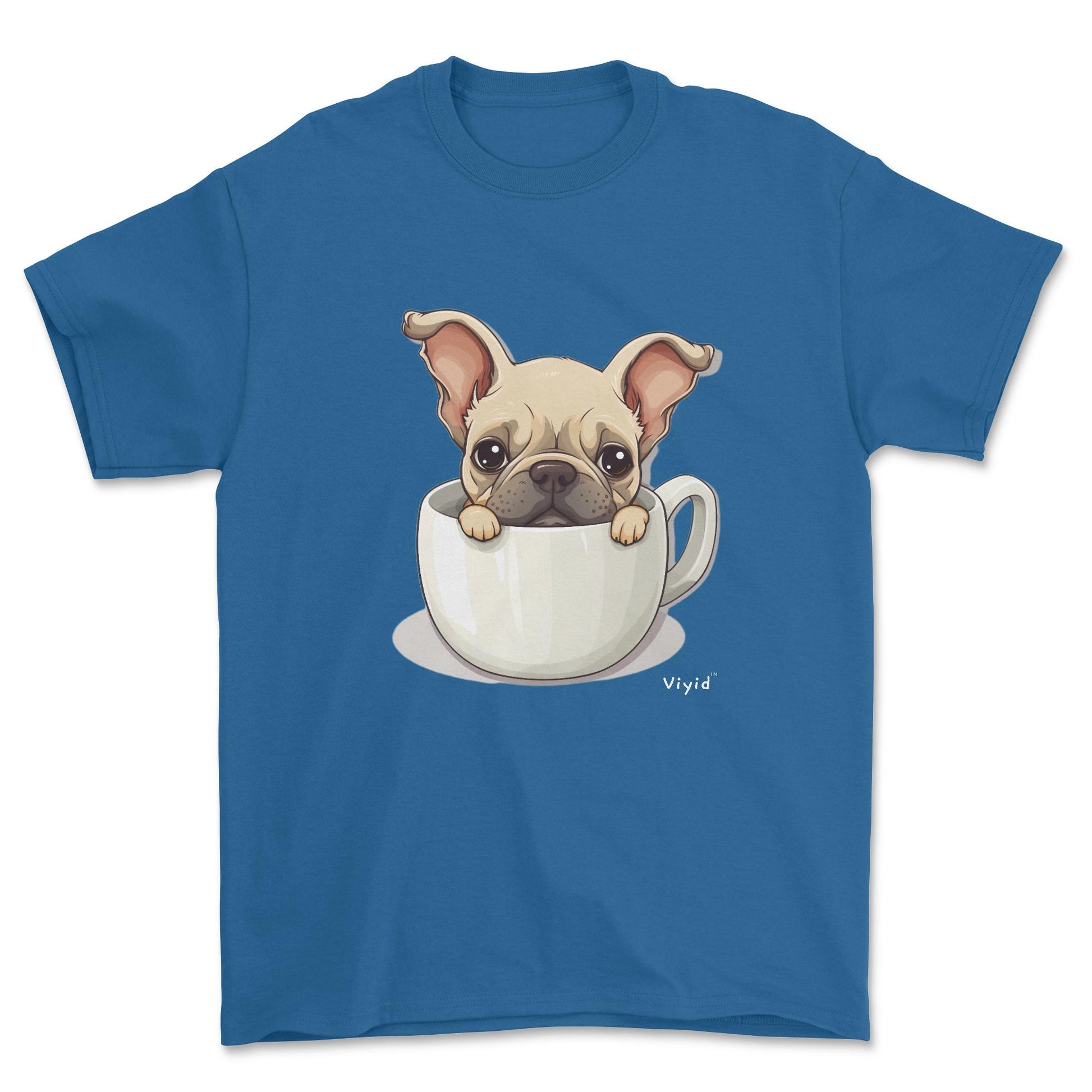 french bulldog in a cup youth t-shirt royal
