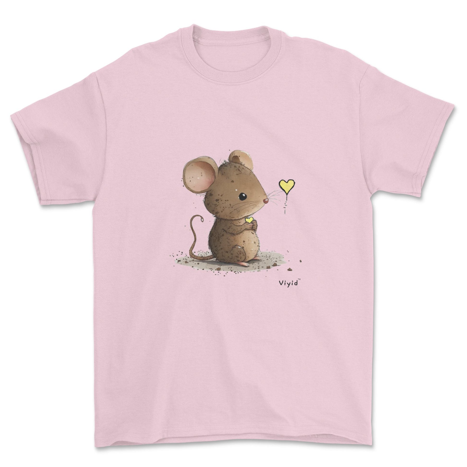 mouse with yellow heart youth t-shirt light pink