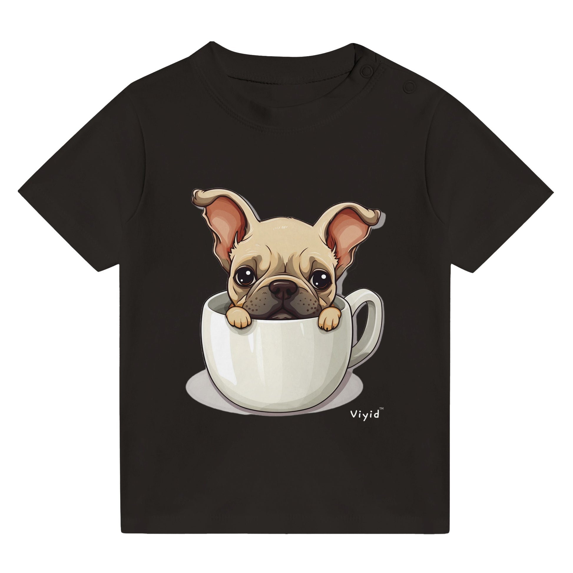 french bulldog in a cup baby t-shirt black