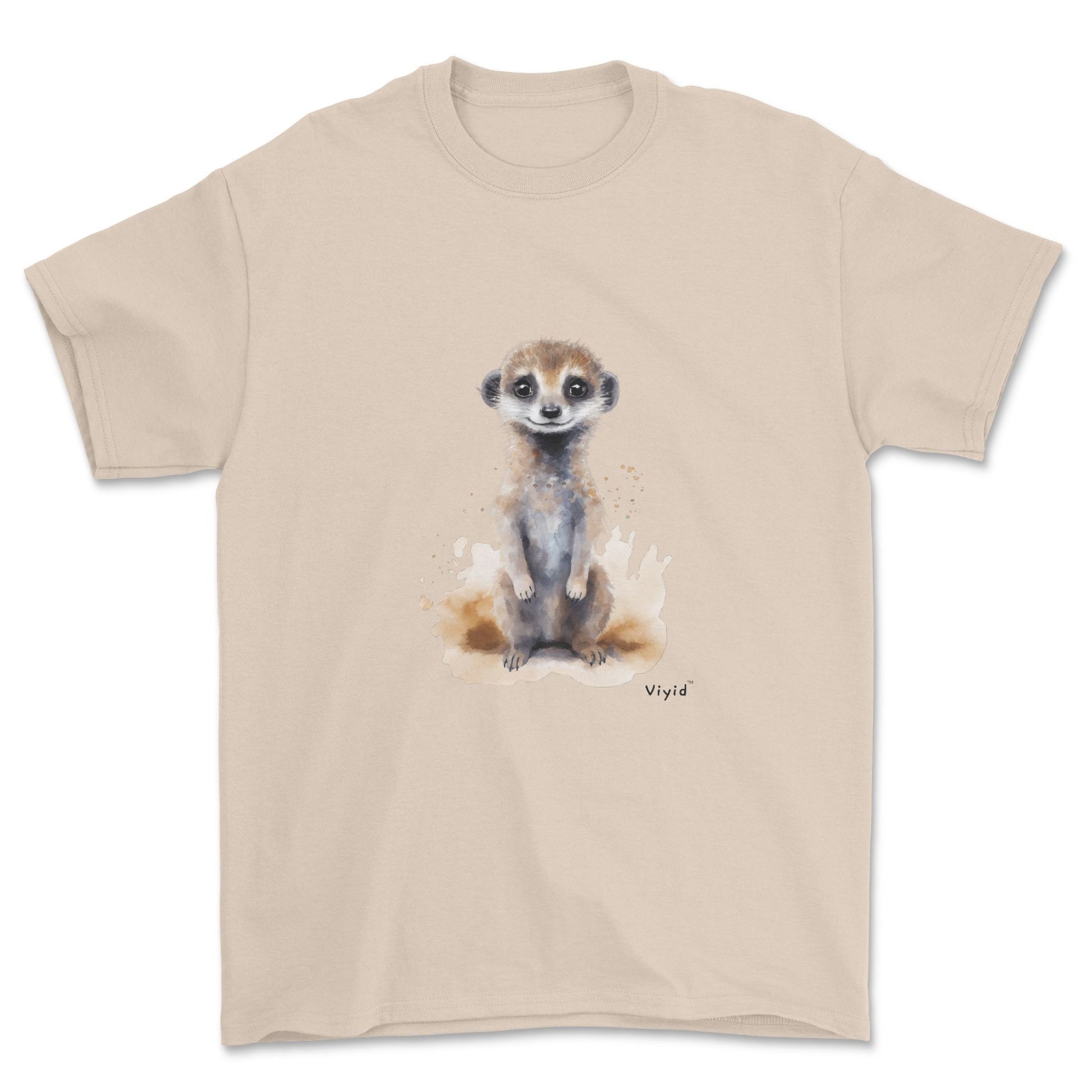 standing meerkat adult t-shirt sand