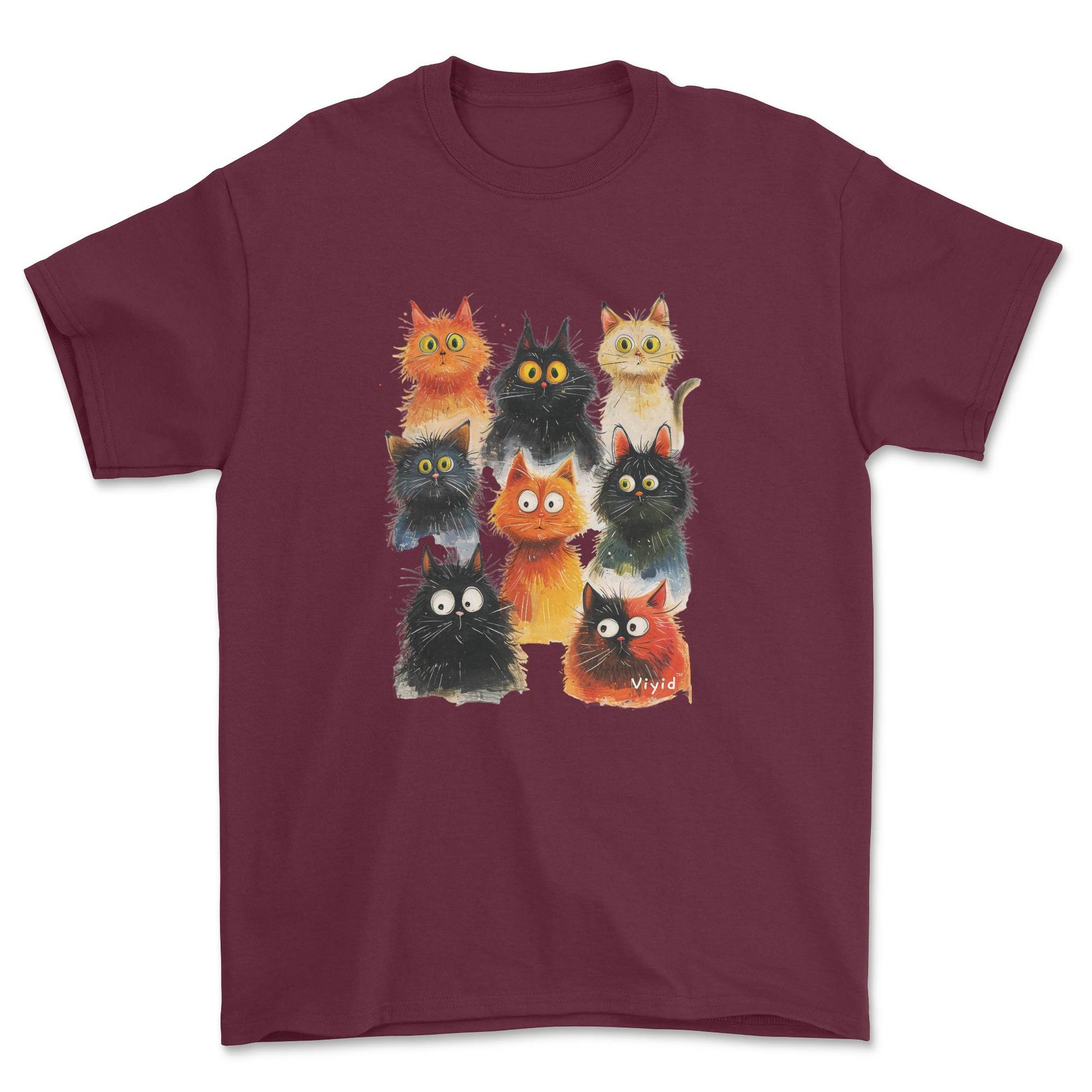 funky cats adult t-shirt maroon