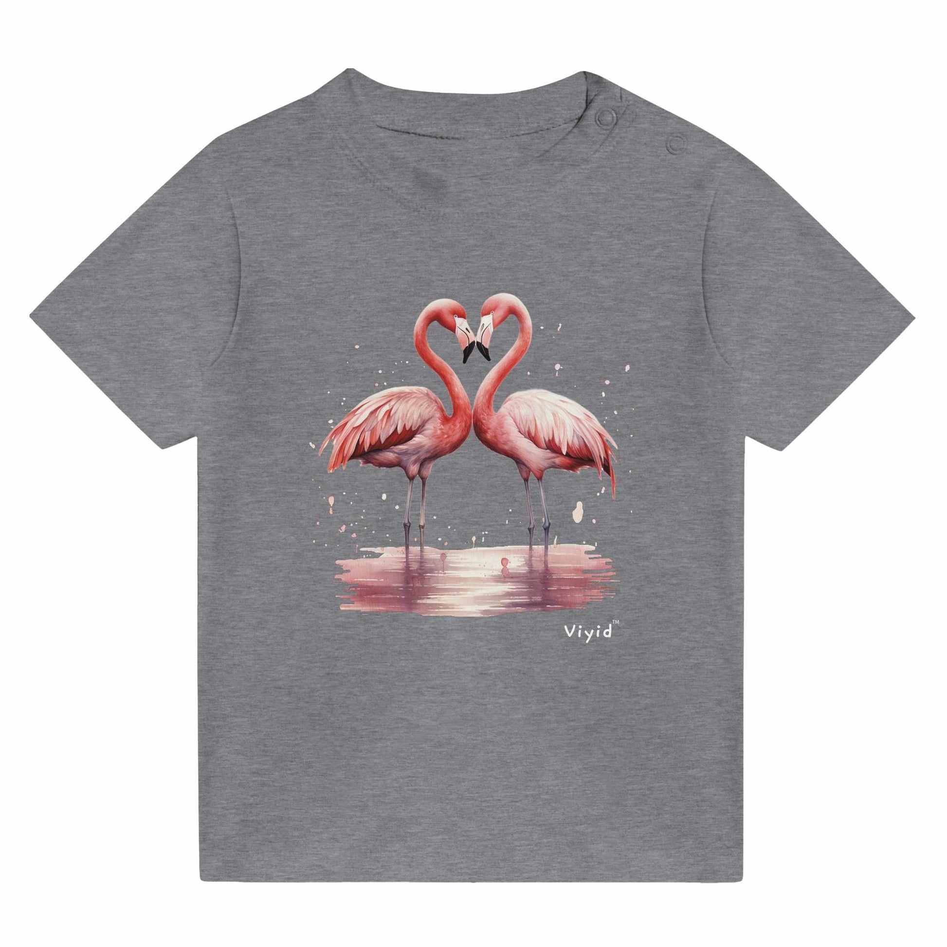 flamingo love baby t-shirt heather gray