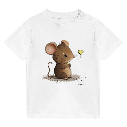 mouse with yellow heart baby t-shirt white