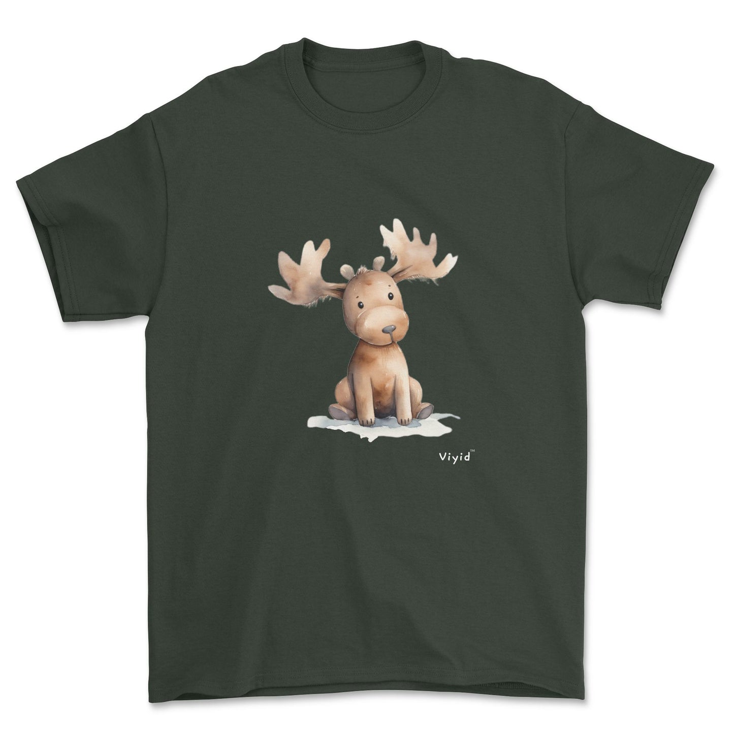brown moose youth t-shirt forest green