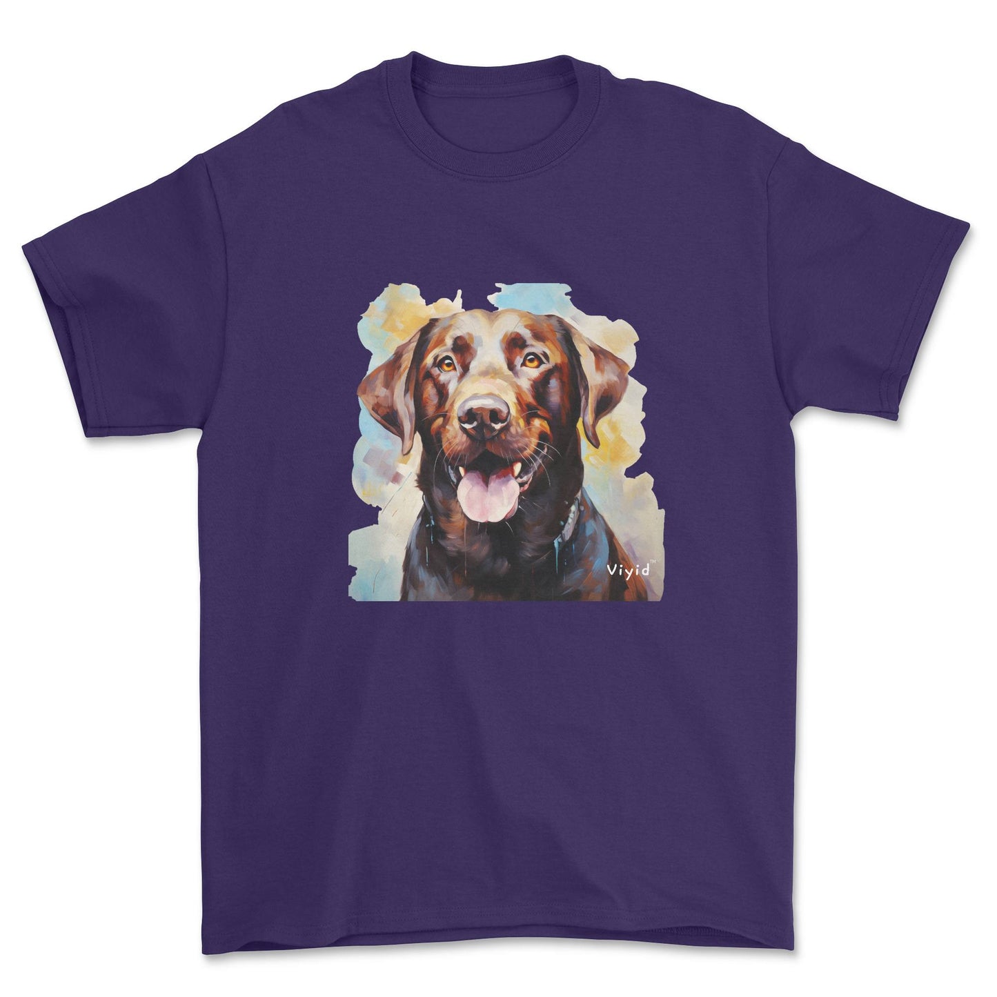 chocolate Labrador Retriever youth t-shirt purple