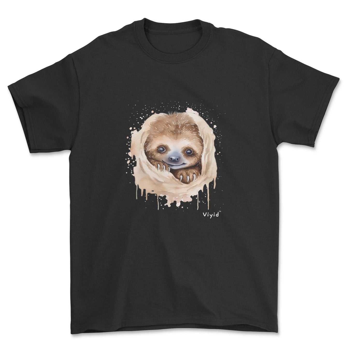 hiding sloth youth t-shirt black