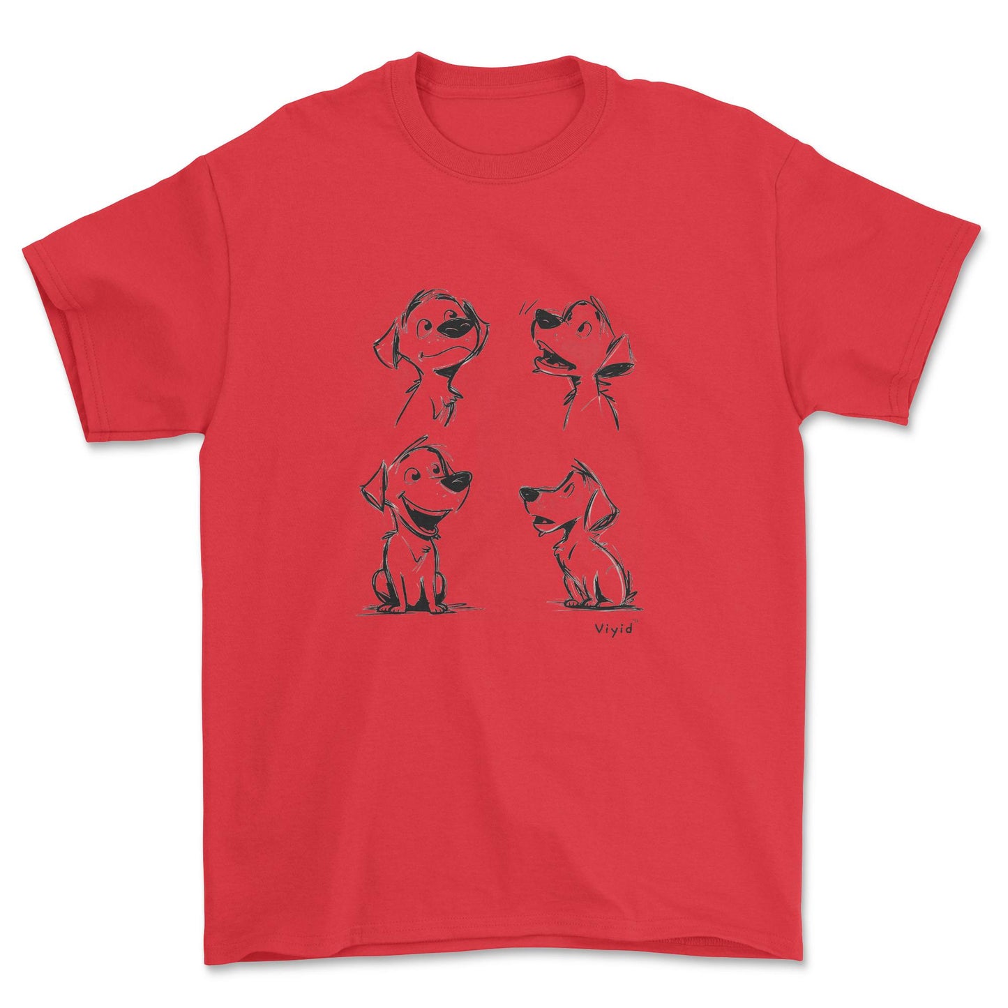 expressive puppy pencil drawing adult t-shirt red