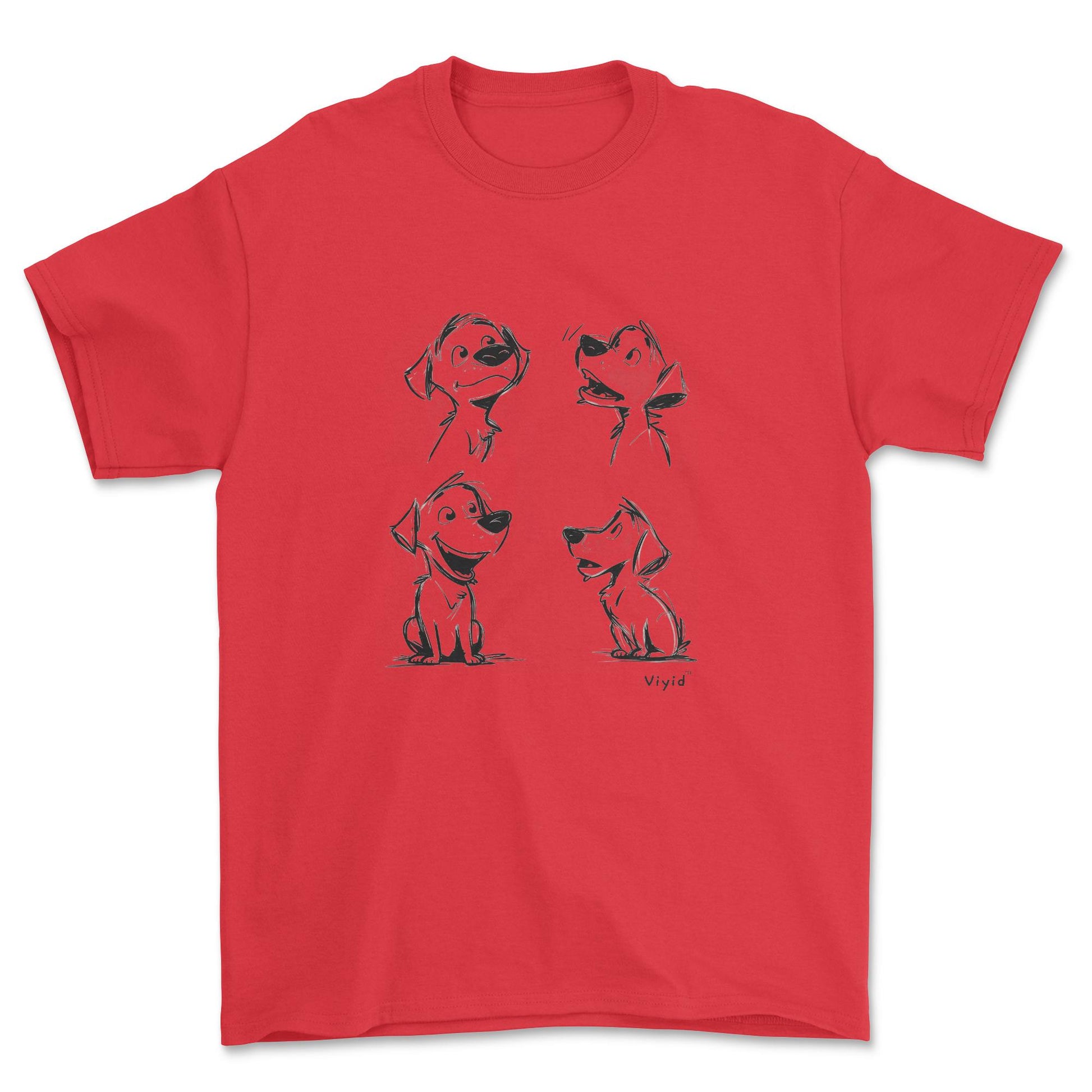 expressive puppy pencil drawing adult t-shirt red