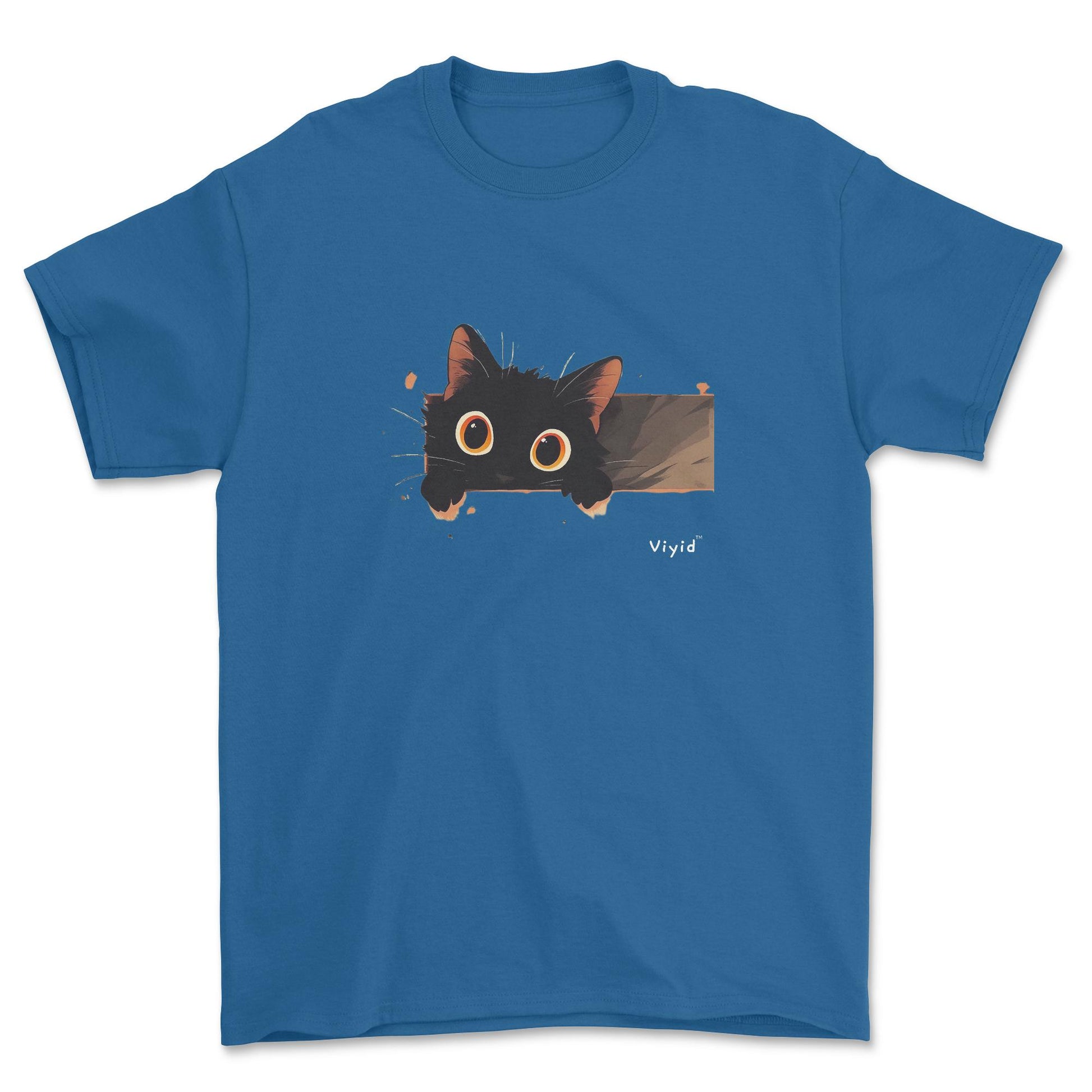 Peeping black cat adult t-shirt royal