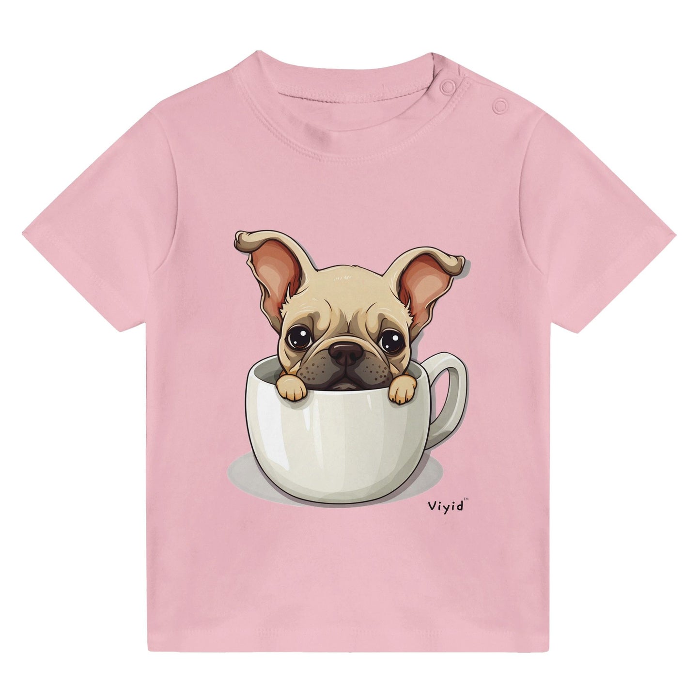 french bulldog in a cup baby t-shirt pink