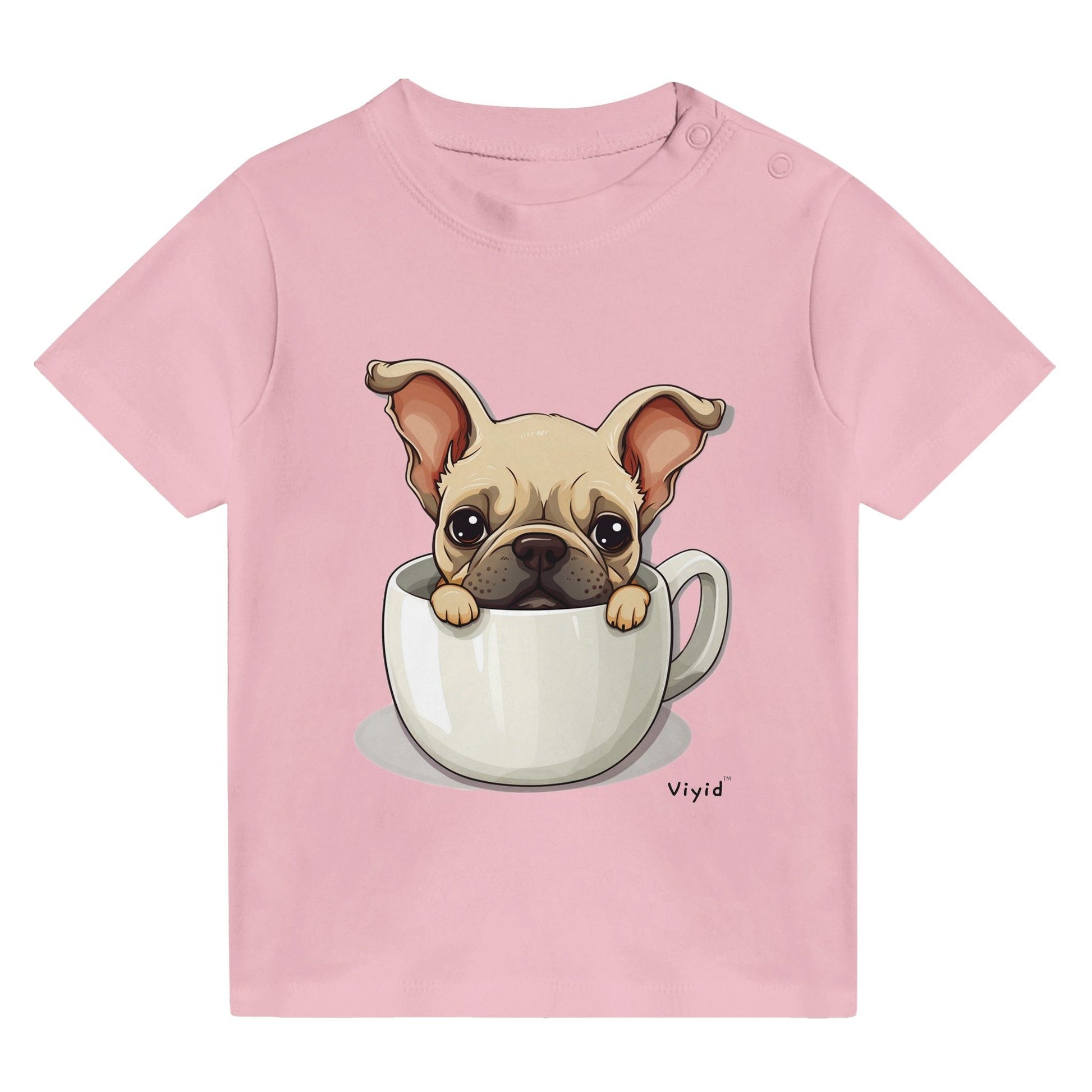 french bulldog in a cup baby t-shirt pink