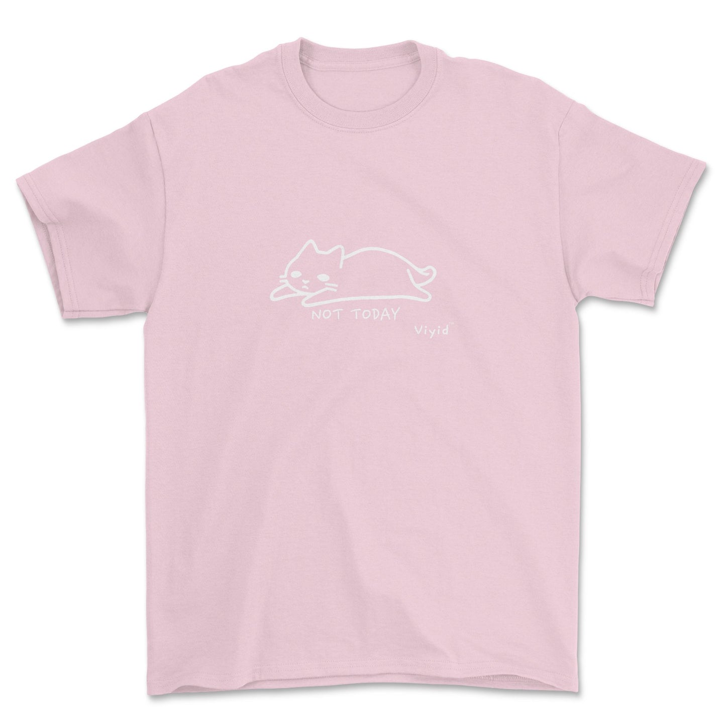 cat doodle not today youth t-shirt light pink