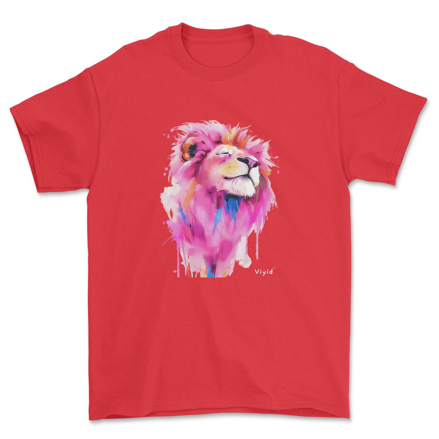 pink mane lion youth t-shirt red