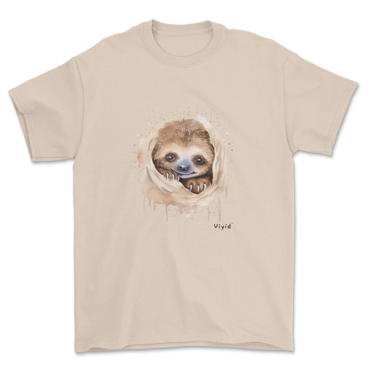 hiding sloth adult t-shirt sand