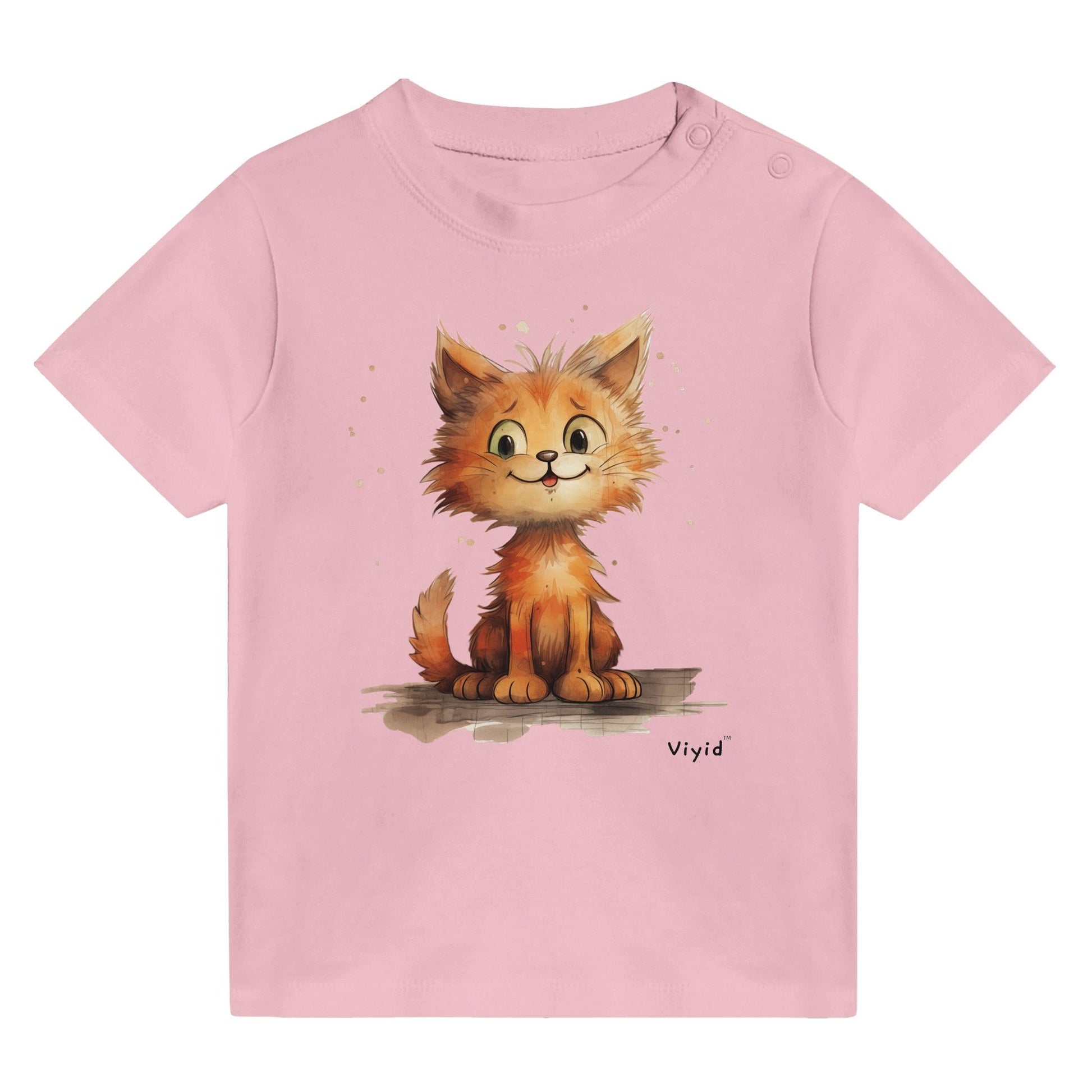 orange persian cat baby t-shirt pink