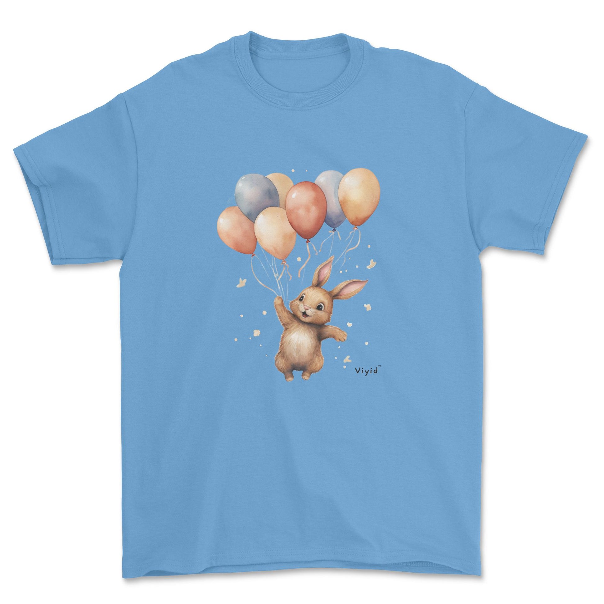 bunny with balloons youth t-shirt carolina blue