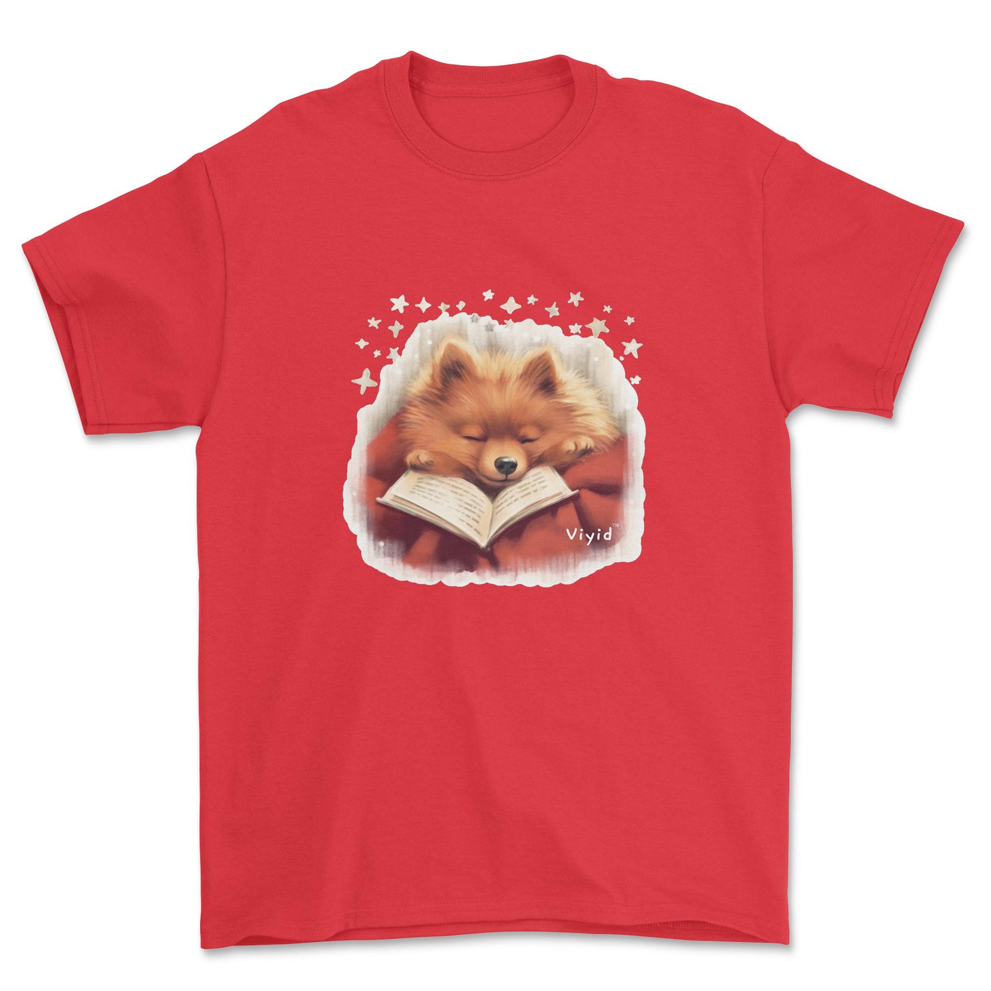 sleeping Pomeranian adult t-shirt red