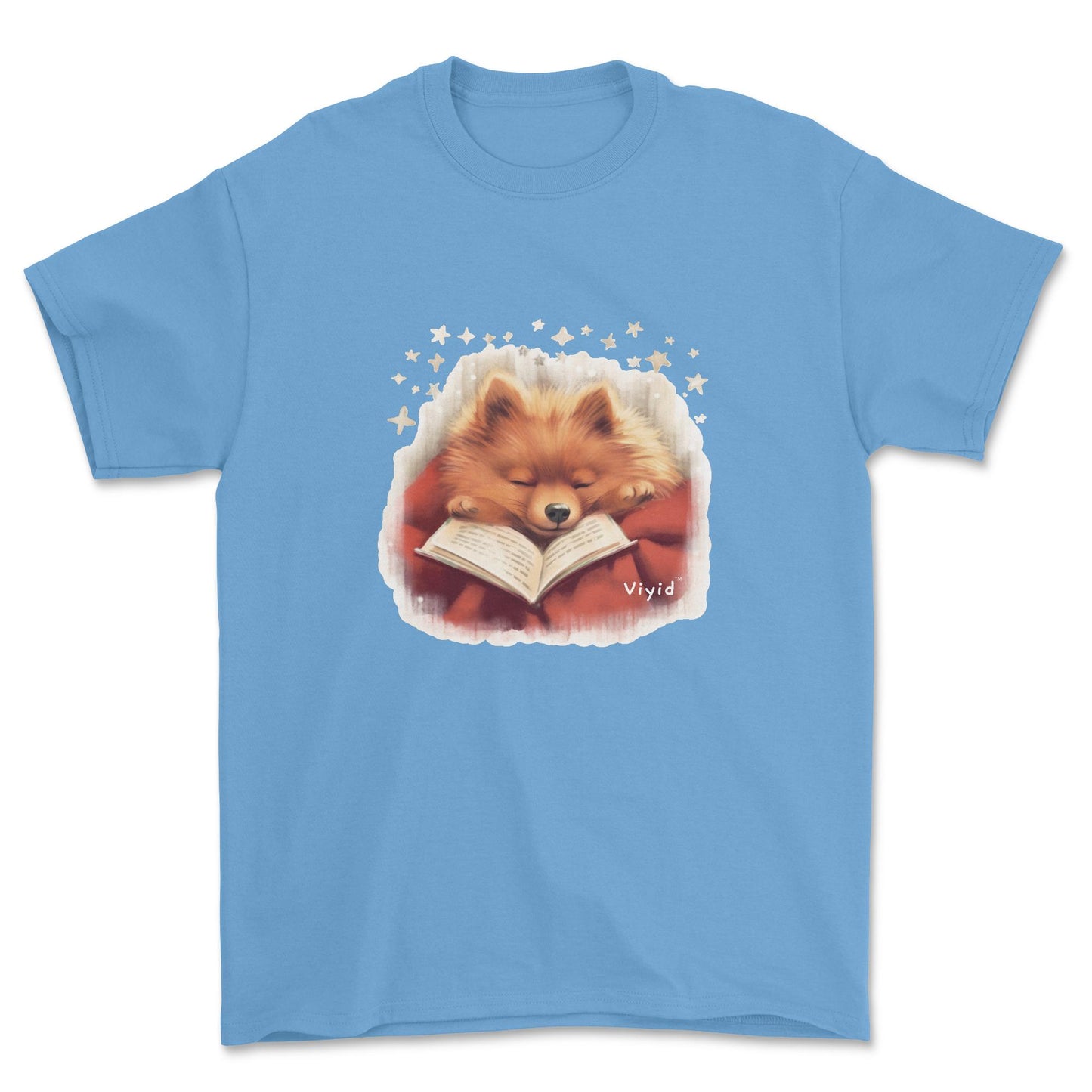 sleeping Pomeranian adult t-shirt carolina blue
