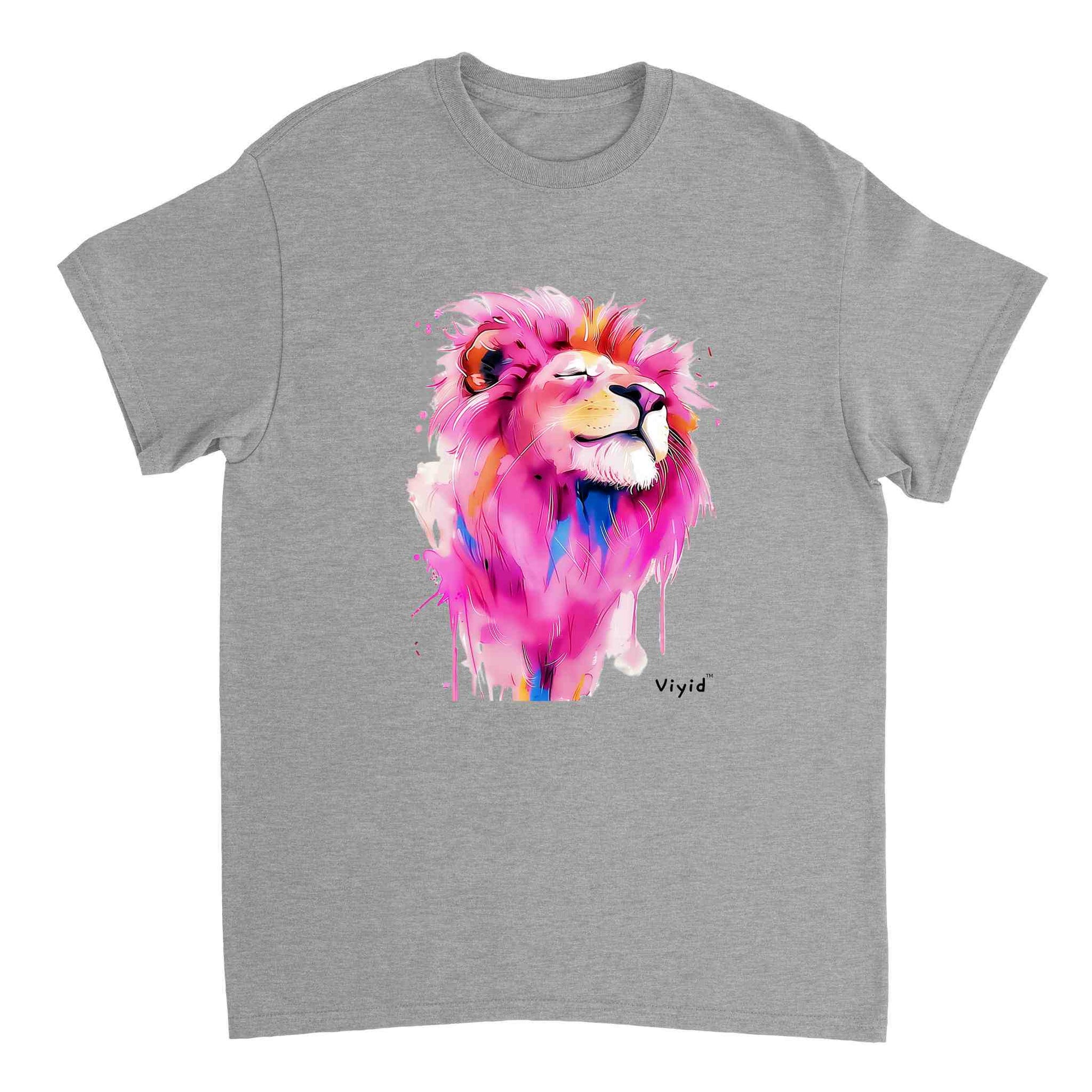 pink mane lion adult t-shirt sports grey