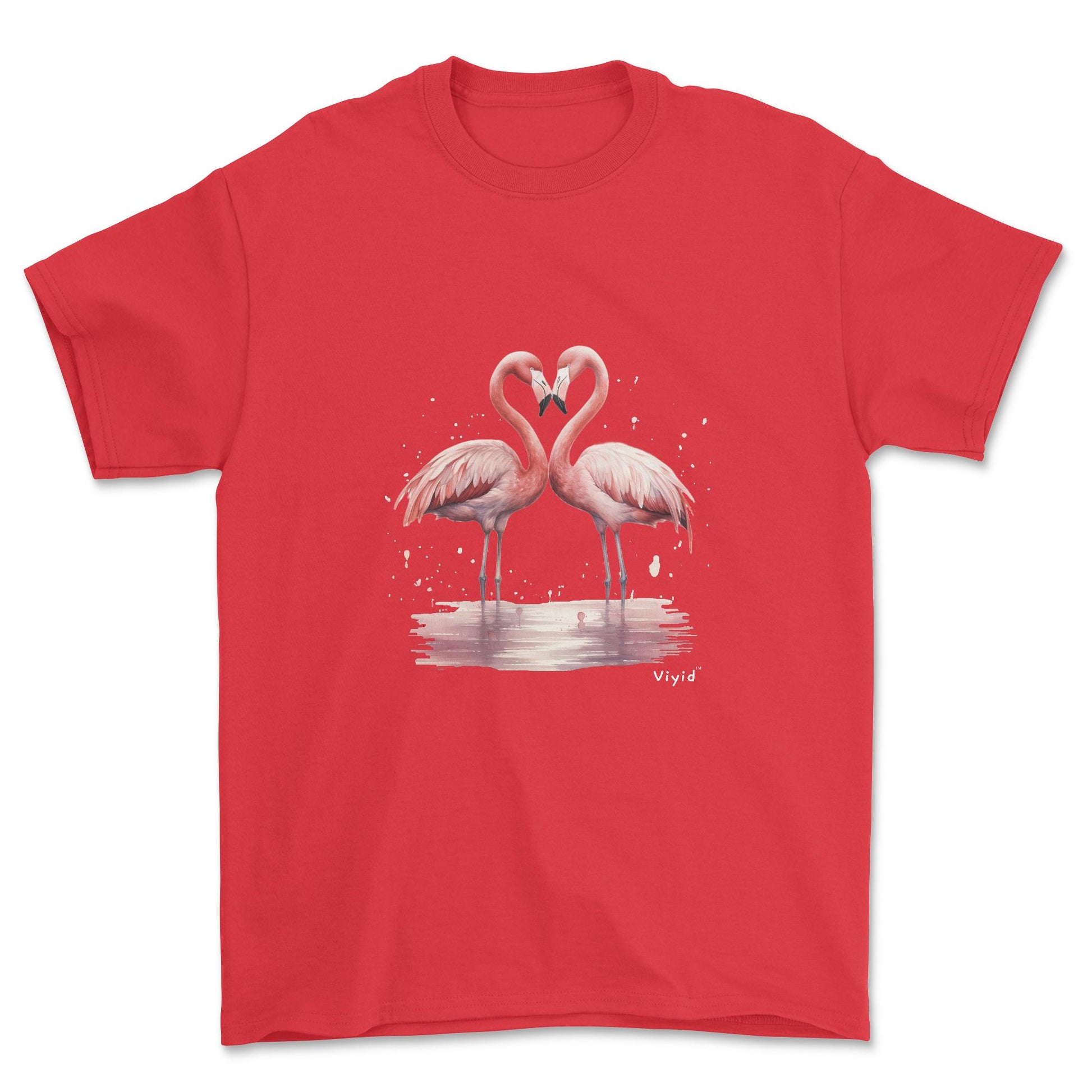 flamingo love adult t-shirt red