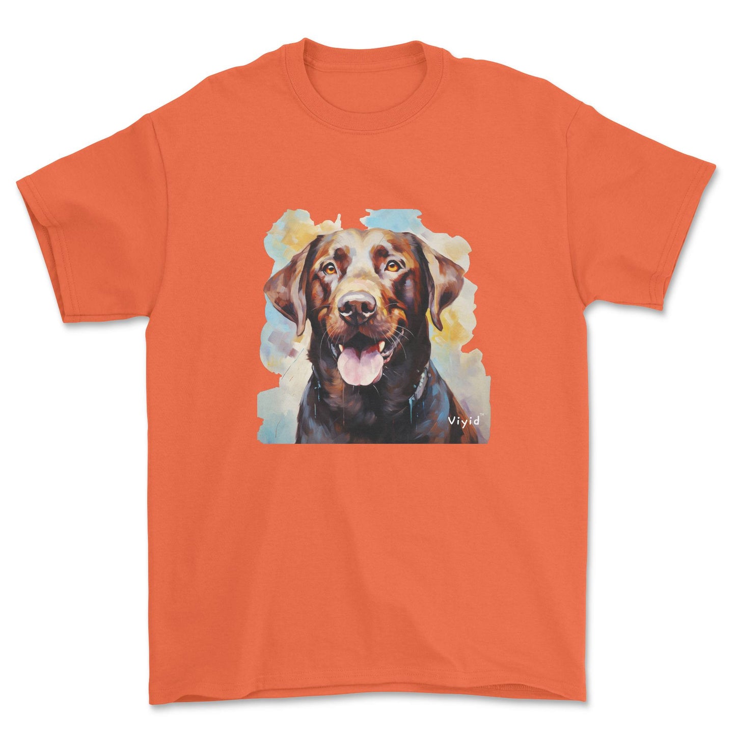 chocolate Labrador Retriever adult t-shirt orange