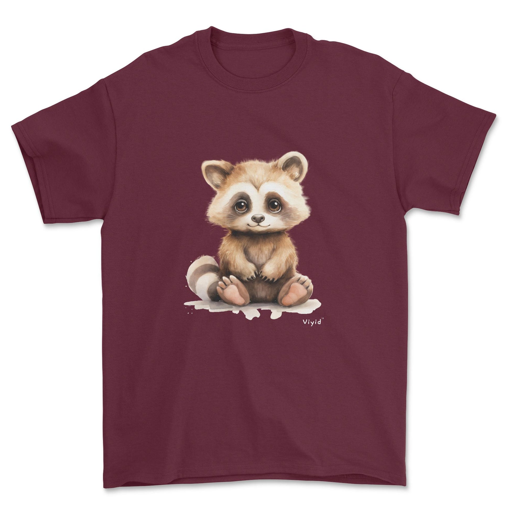 fluffy raccoon youth t-shirt maroon