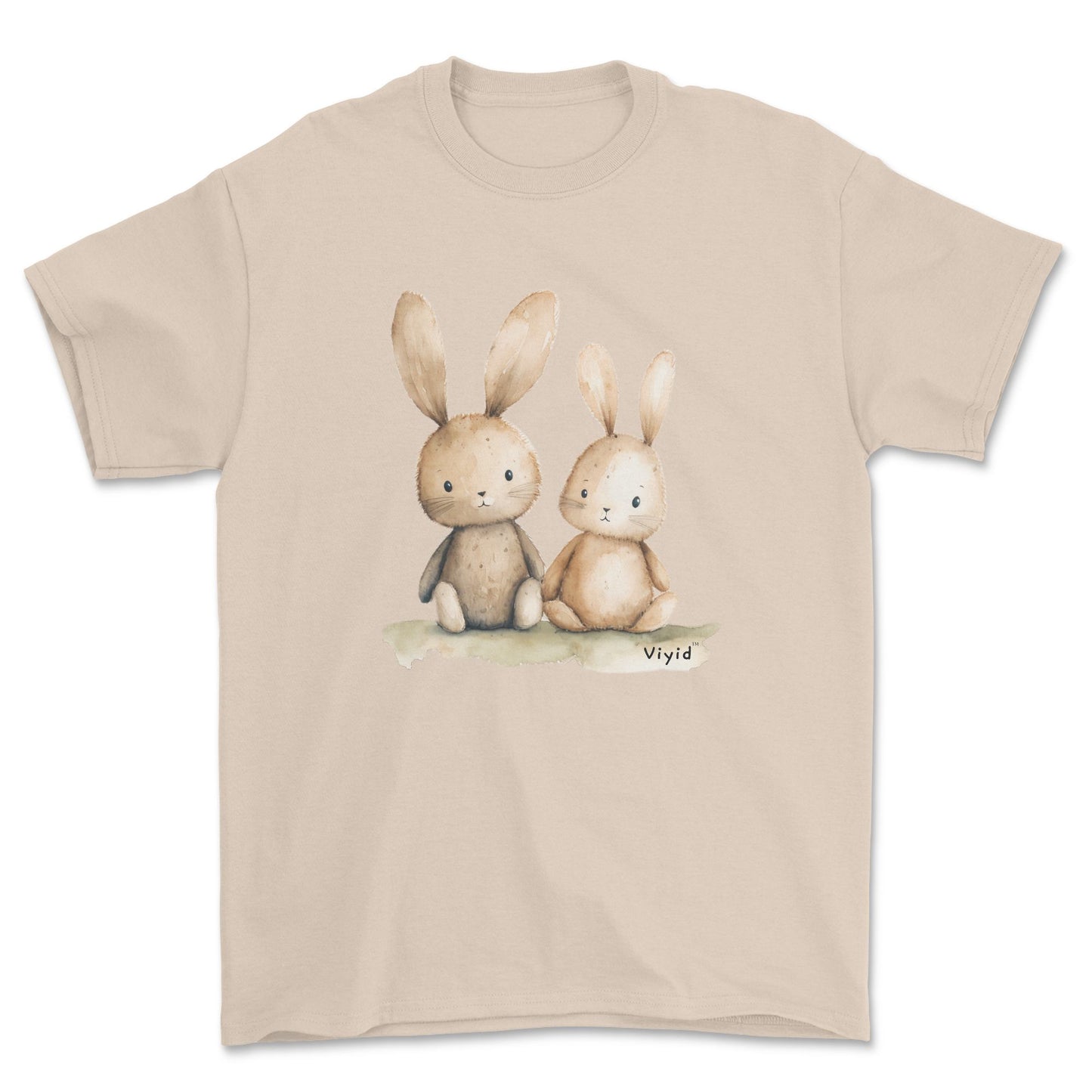two rabbits adult t-shirt sand