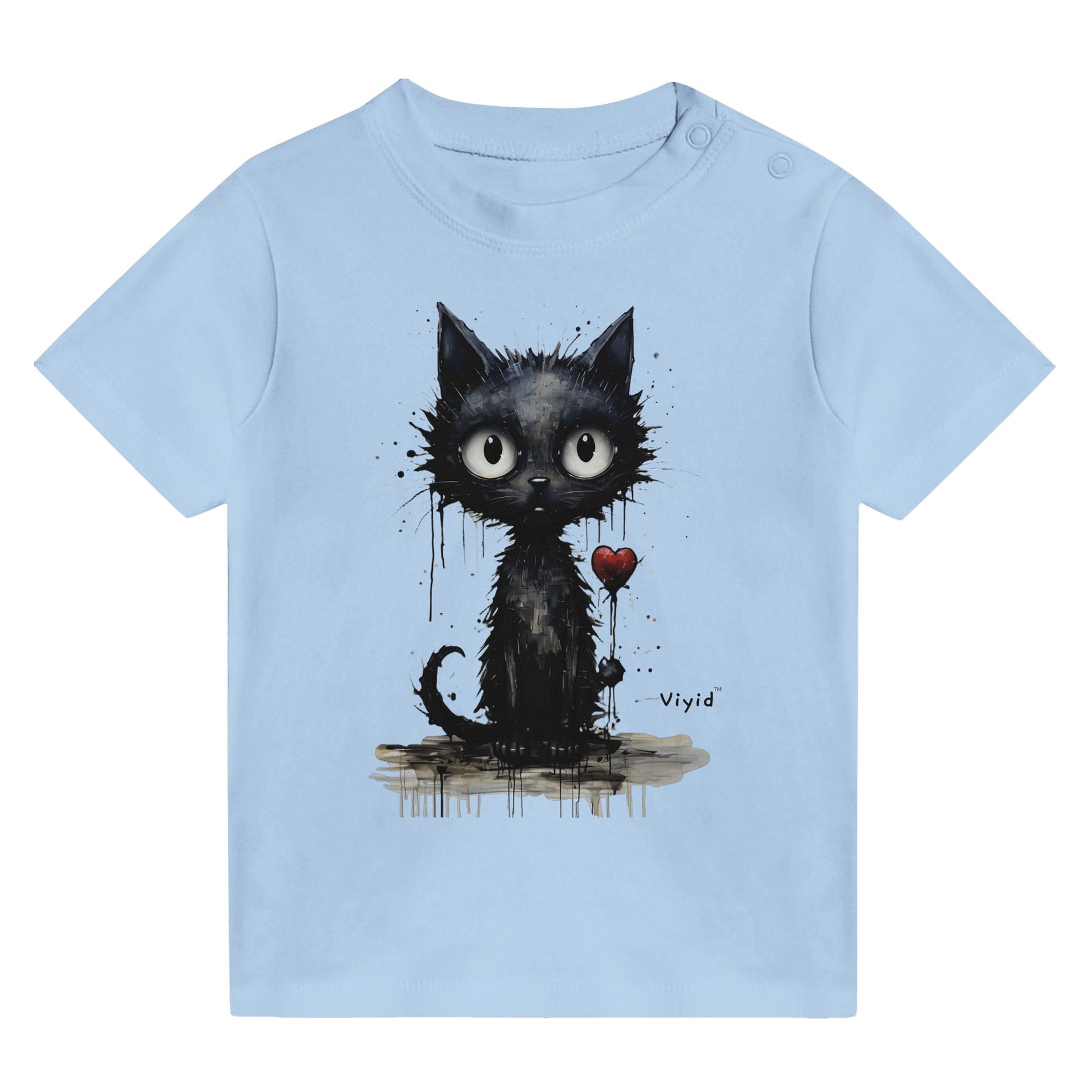 expressionism black cat baby t-shirt baby blue
