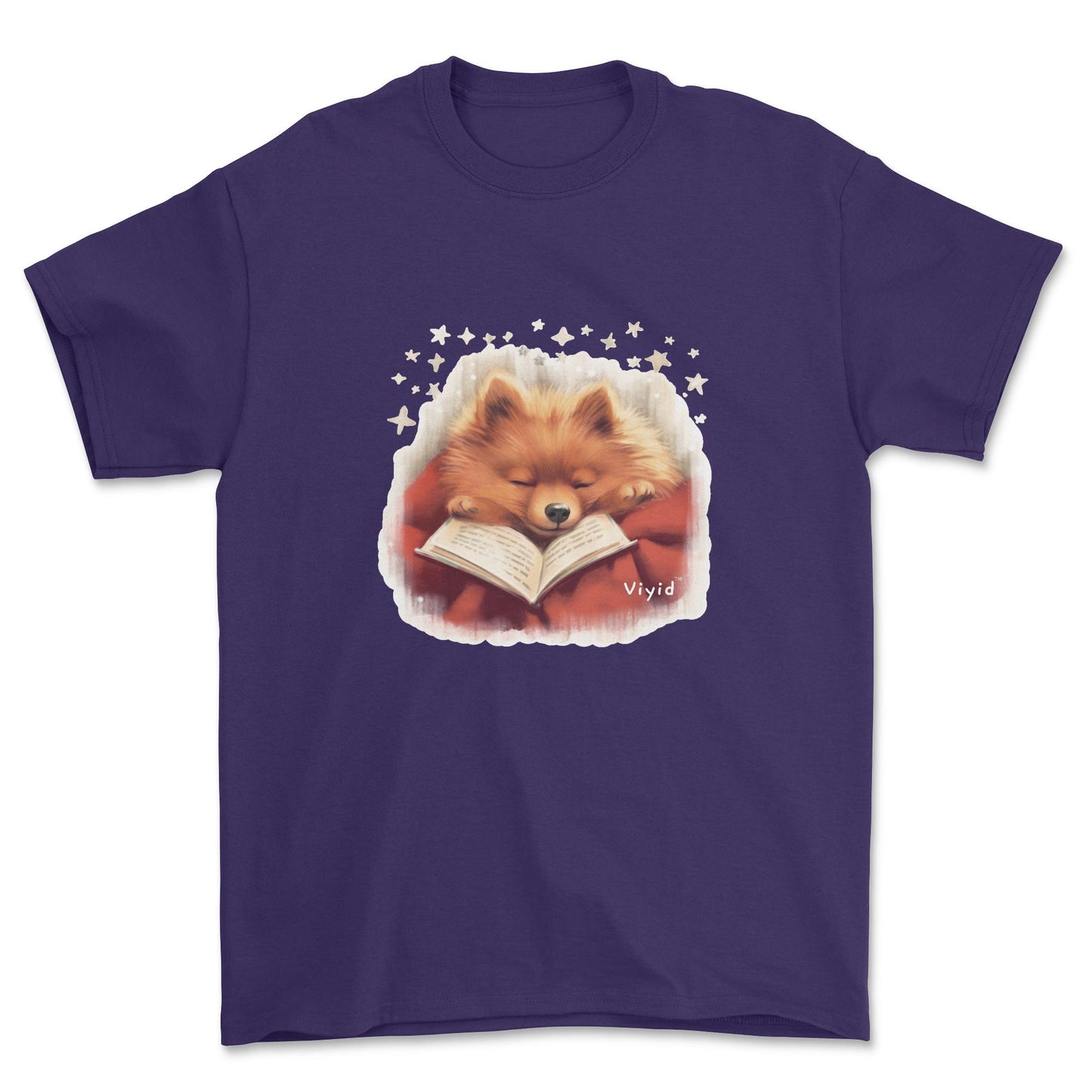 sleeping Pomeranian youth t-shirt purple