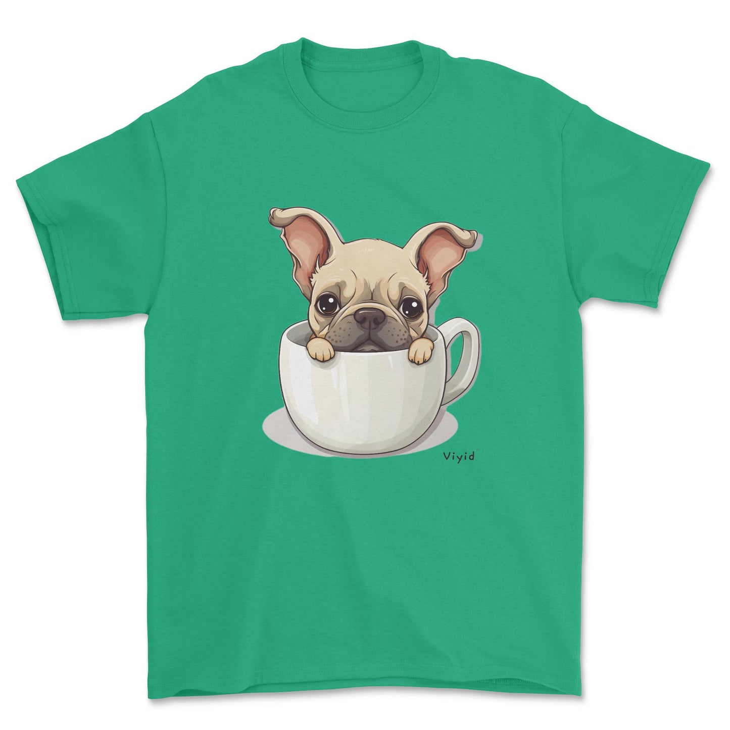 french bulldog in a cup youth t-shirt irish green