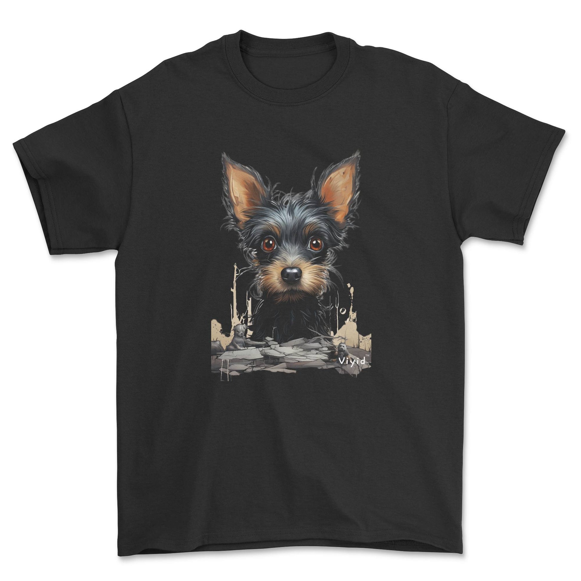black Yorkshire Terrier drawing youth t-shirt black