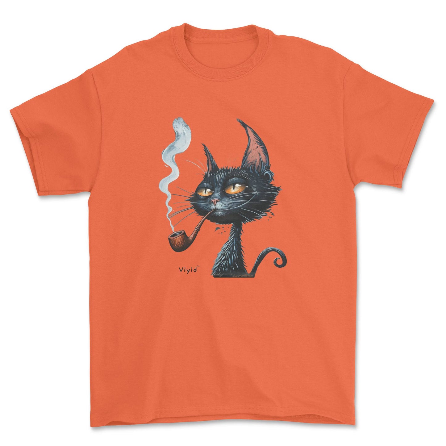 pipe smoking cat adult t-shirt orange