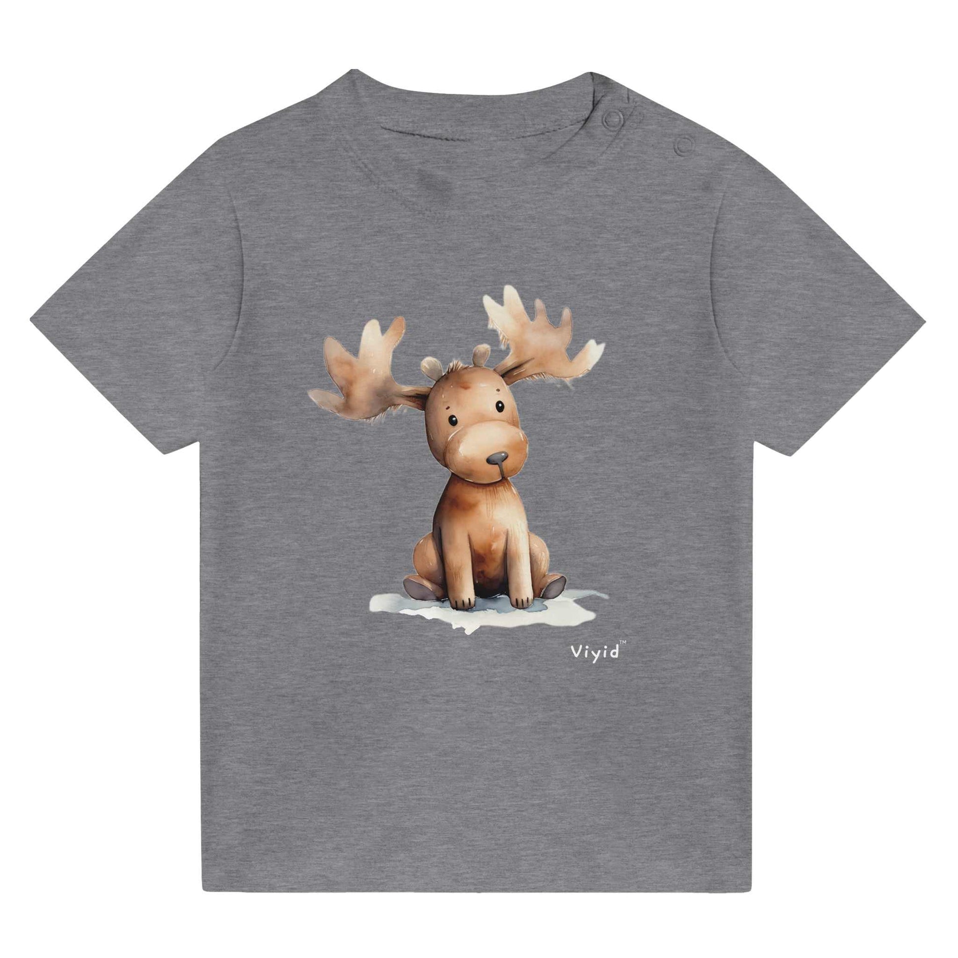 brown moose baby t-shirt heather gray