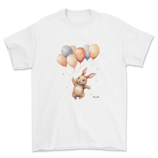 bunny with balloons adult t-shirt white