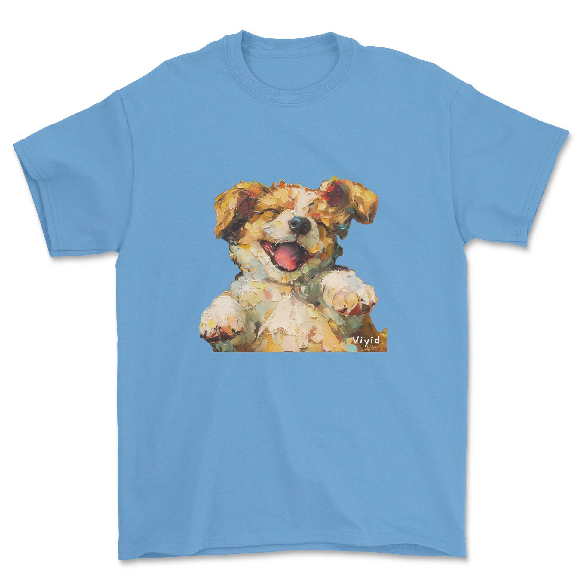 oil painting puppy youth t-shirt carolina blue
