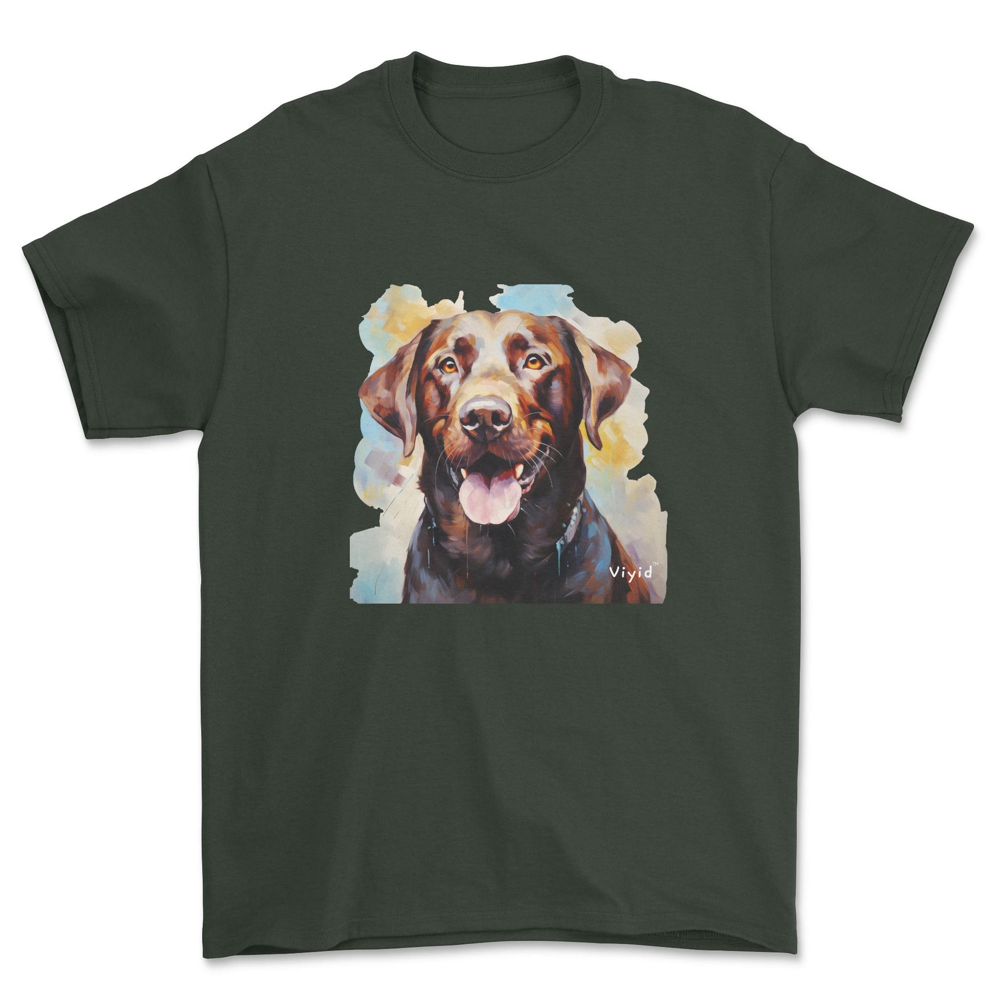 chocolate Labrador Retriever youth t-shirt forest green