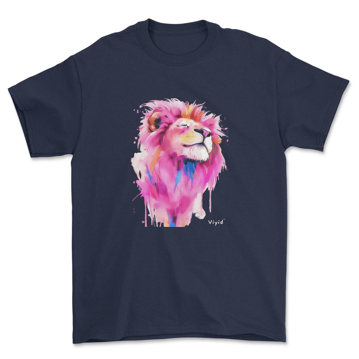 pink mane lion youth t-shirt navy