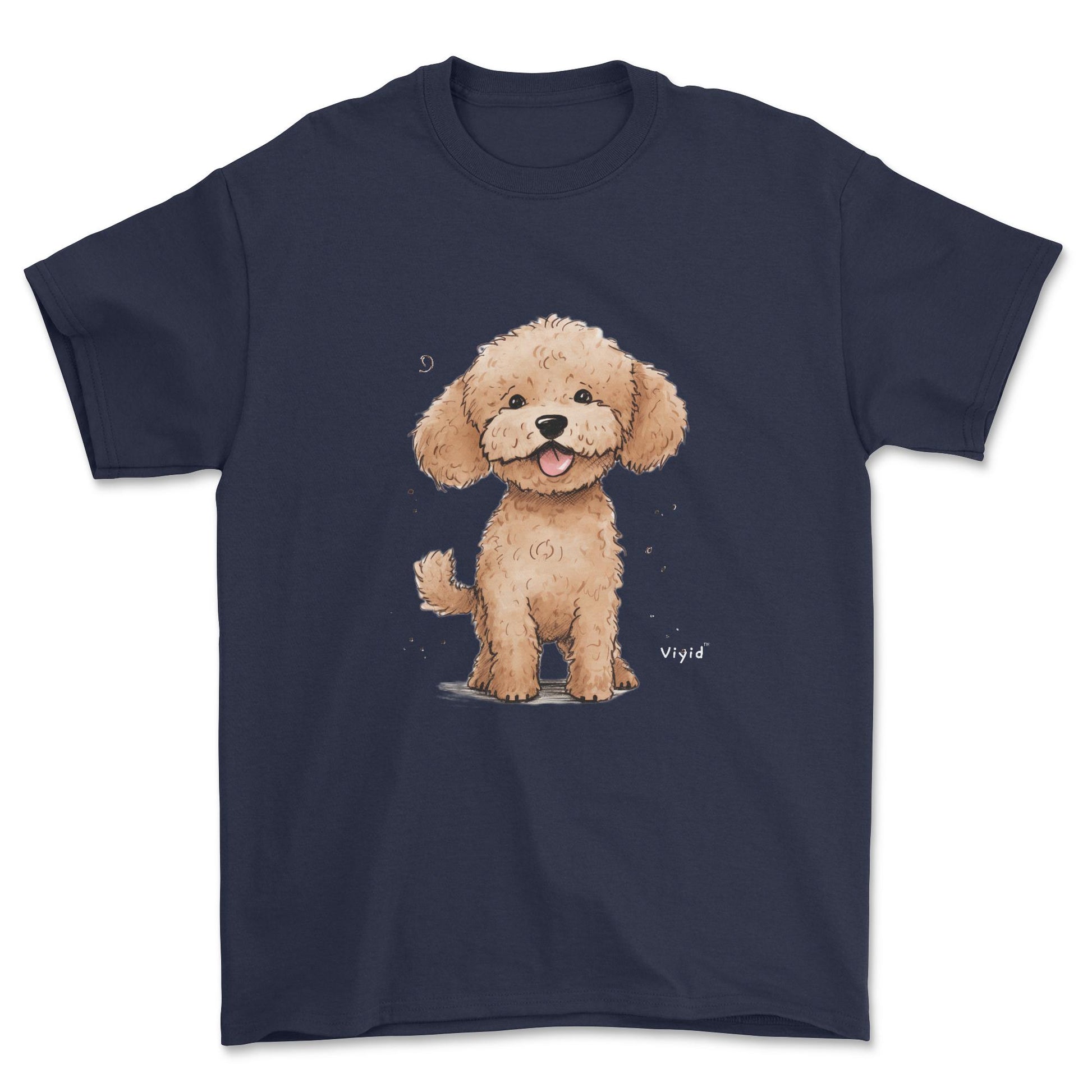 brown poodle youth t-shirt navy