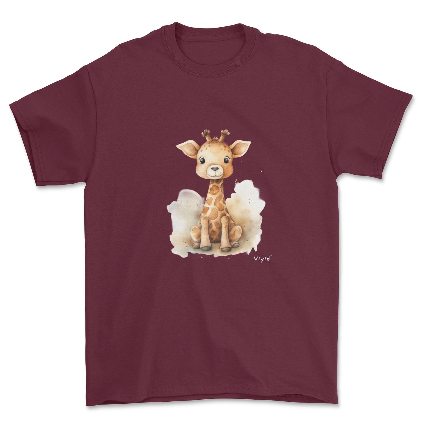 baby giraffe adult t-shirt maroon